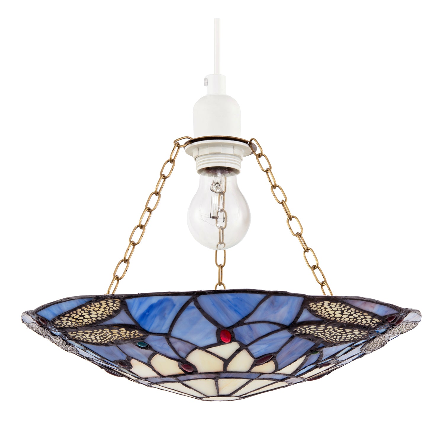 Lavender Light Purple Dragonfly Tiffany Glass Easy Fit Pendant Shade Image 1