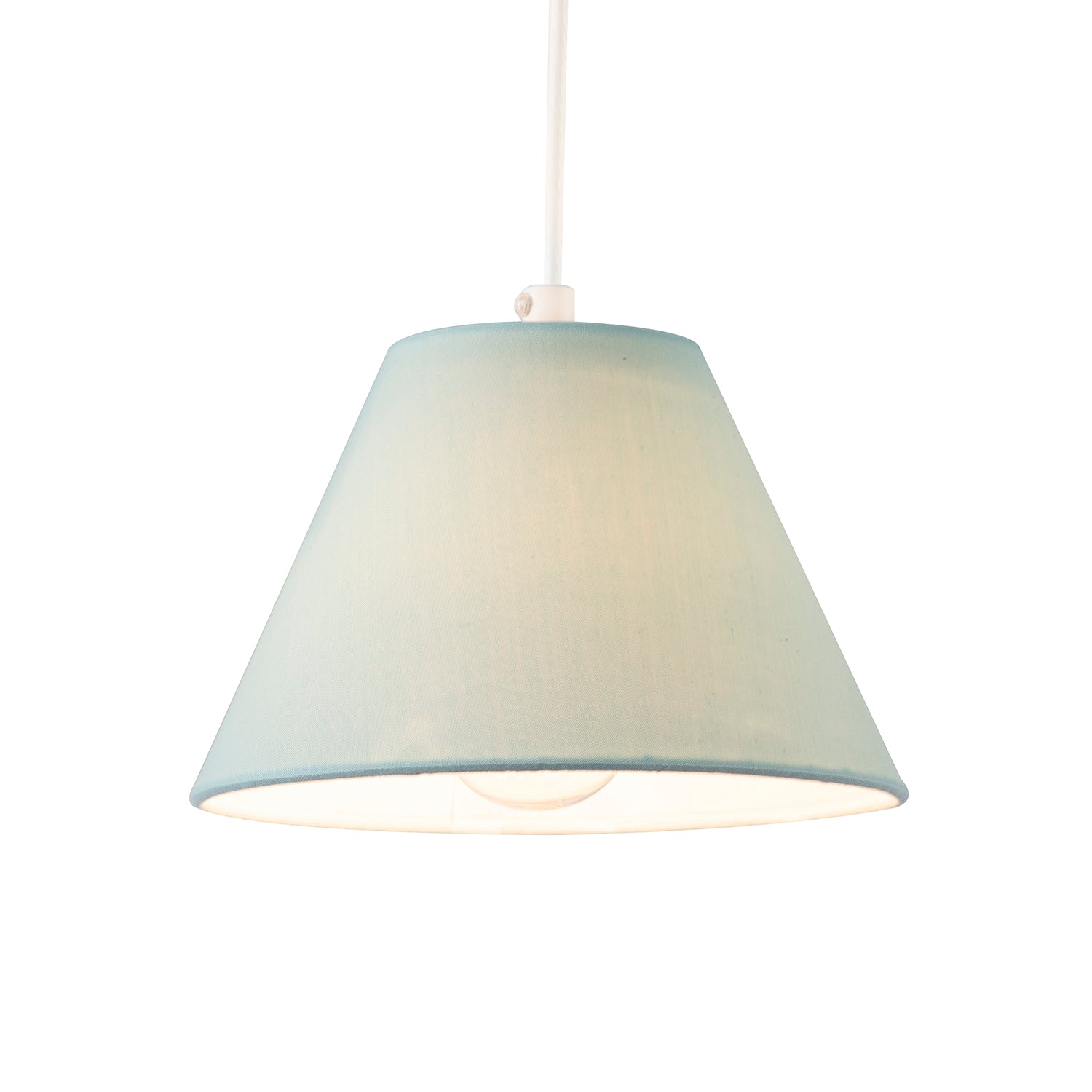 Traditional 8 Inch Duck Egg Blue Cotton Fabric Coolie Lamp Shade Image 2