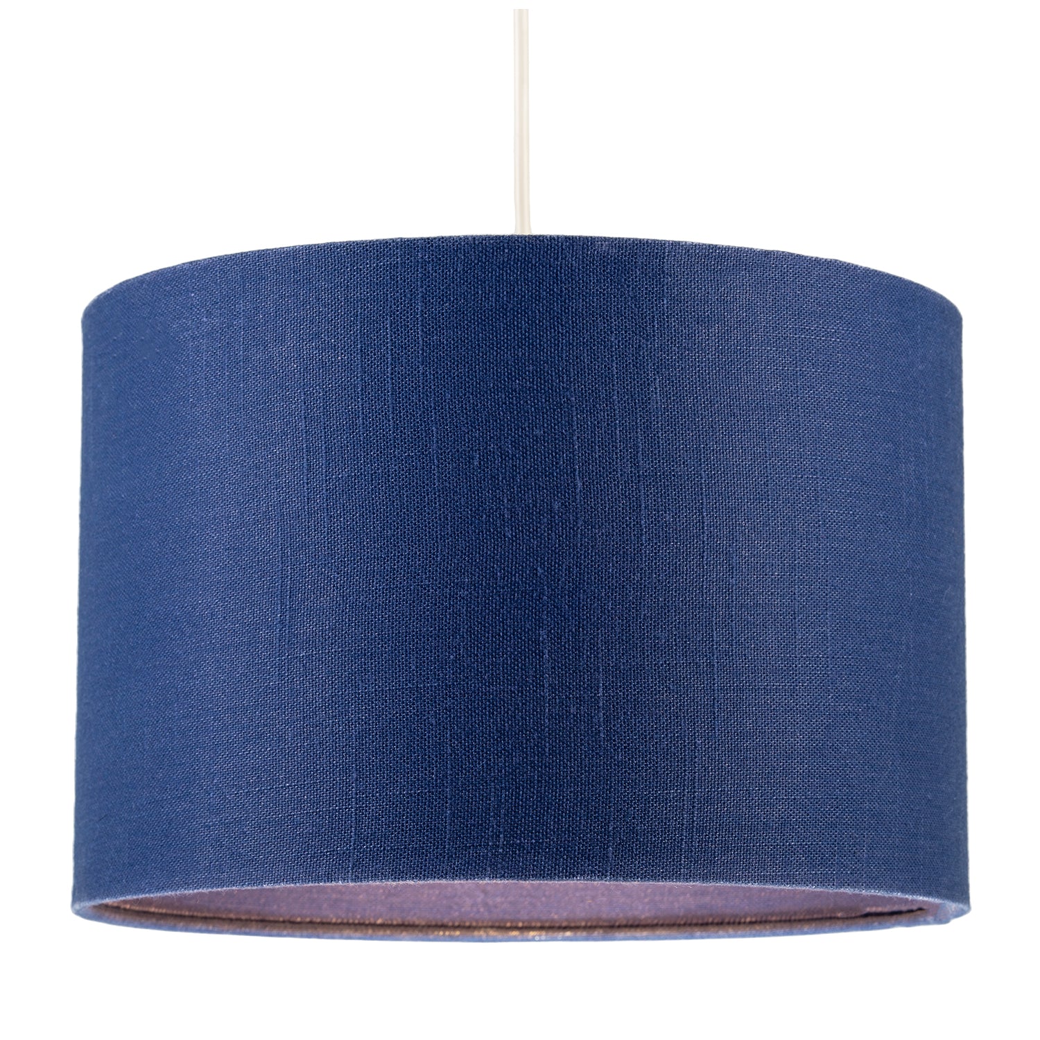 Designer Navy Peony Blue Textured Linen Fabric Circular Lamp Shade Image 2