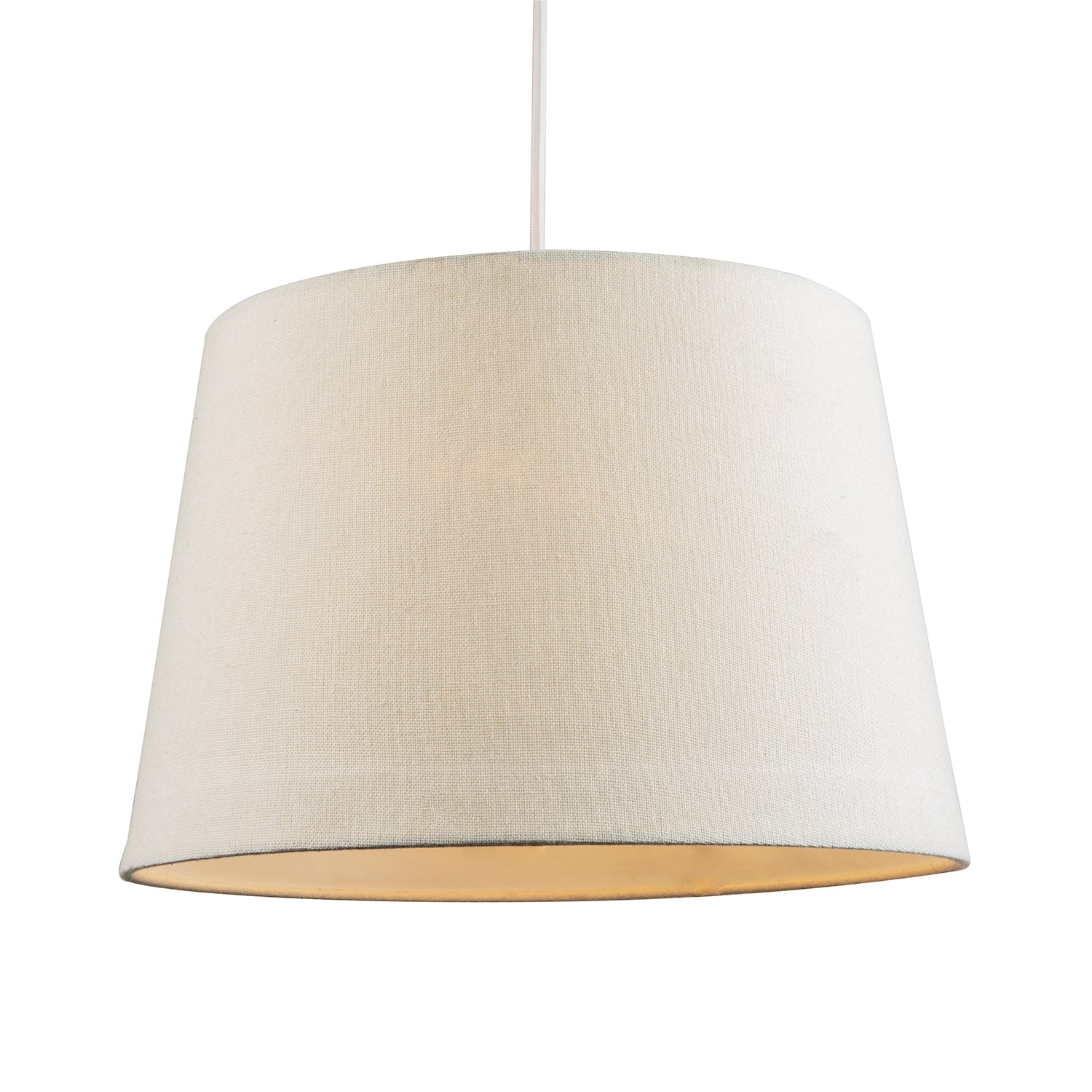 Contemporary Off-White Linen Fabric Drum Lampshade with Cotton Inner Image 2