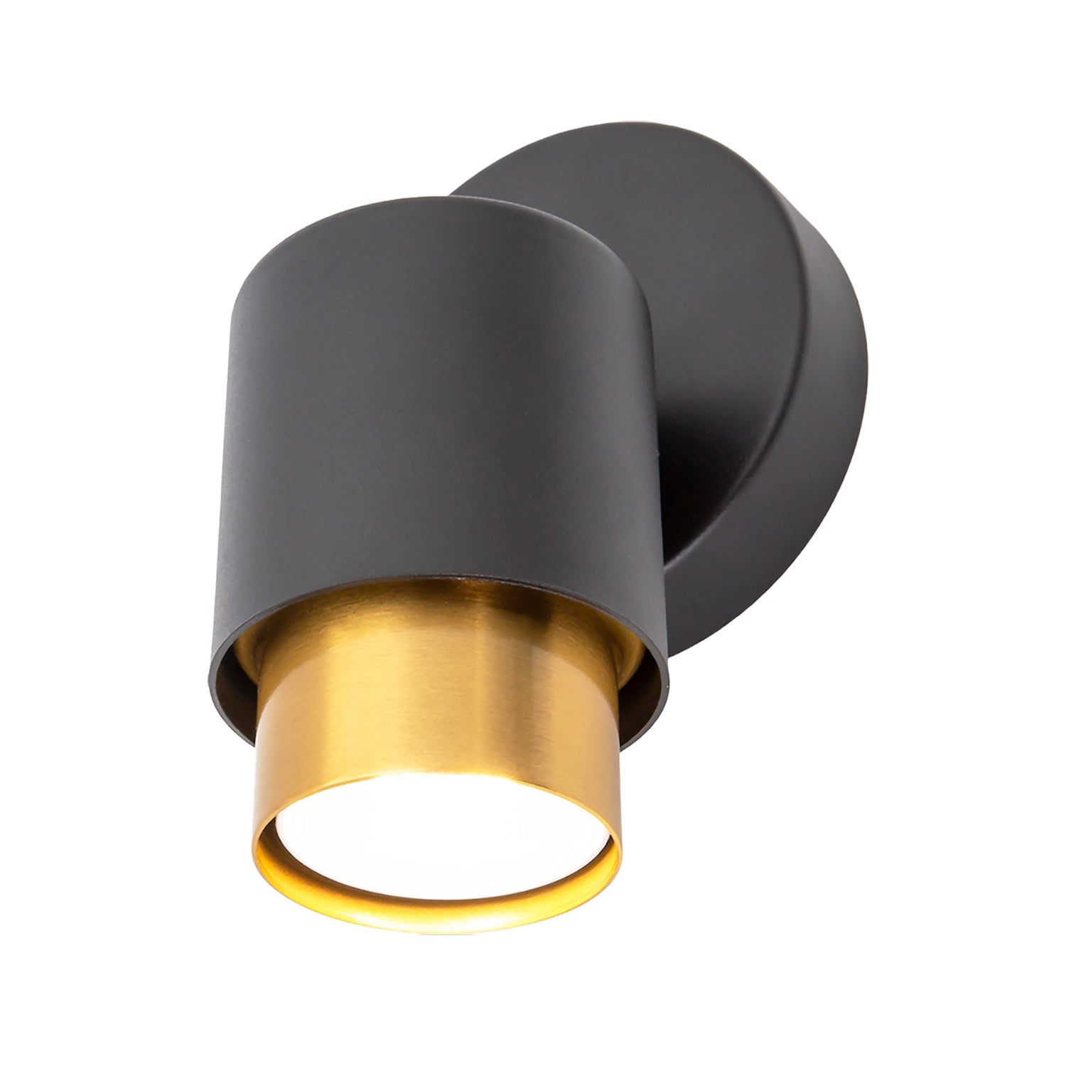 Modern Matte Black Spot Wall Light Fitting with Inner Gold Metal Image 2