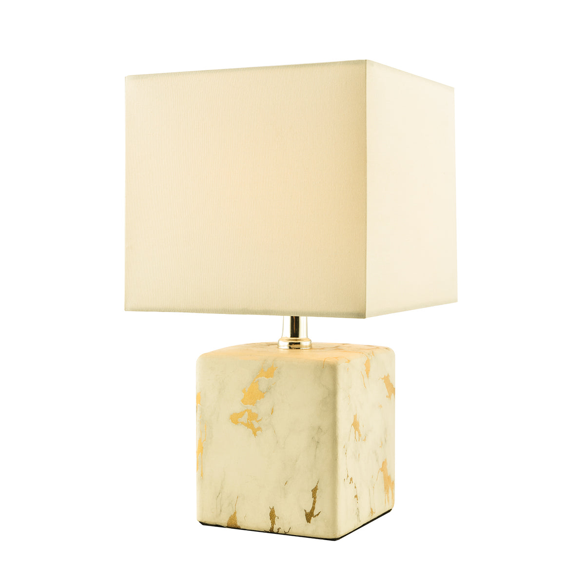 Designer Square Ceramic Table Lamp with Gold Marble Effect Finish Image 1