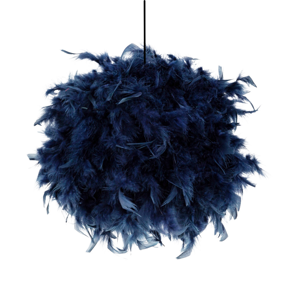 Eye-Catching and Modern Small Navy Blue Feather Decorated Pendant Lighting Shade Image 1
