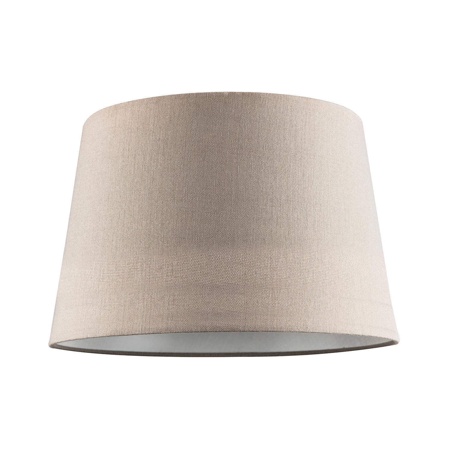 Traditional Dark Taupe Linen Fabric Drum Lampshade with White Inner Image 1