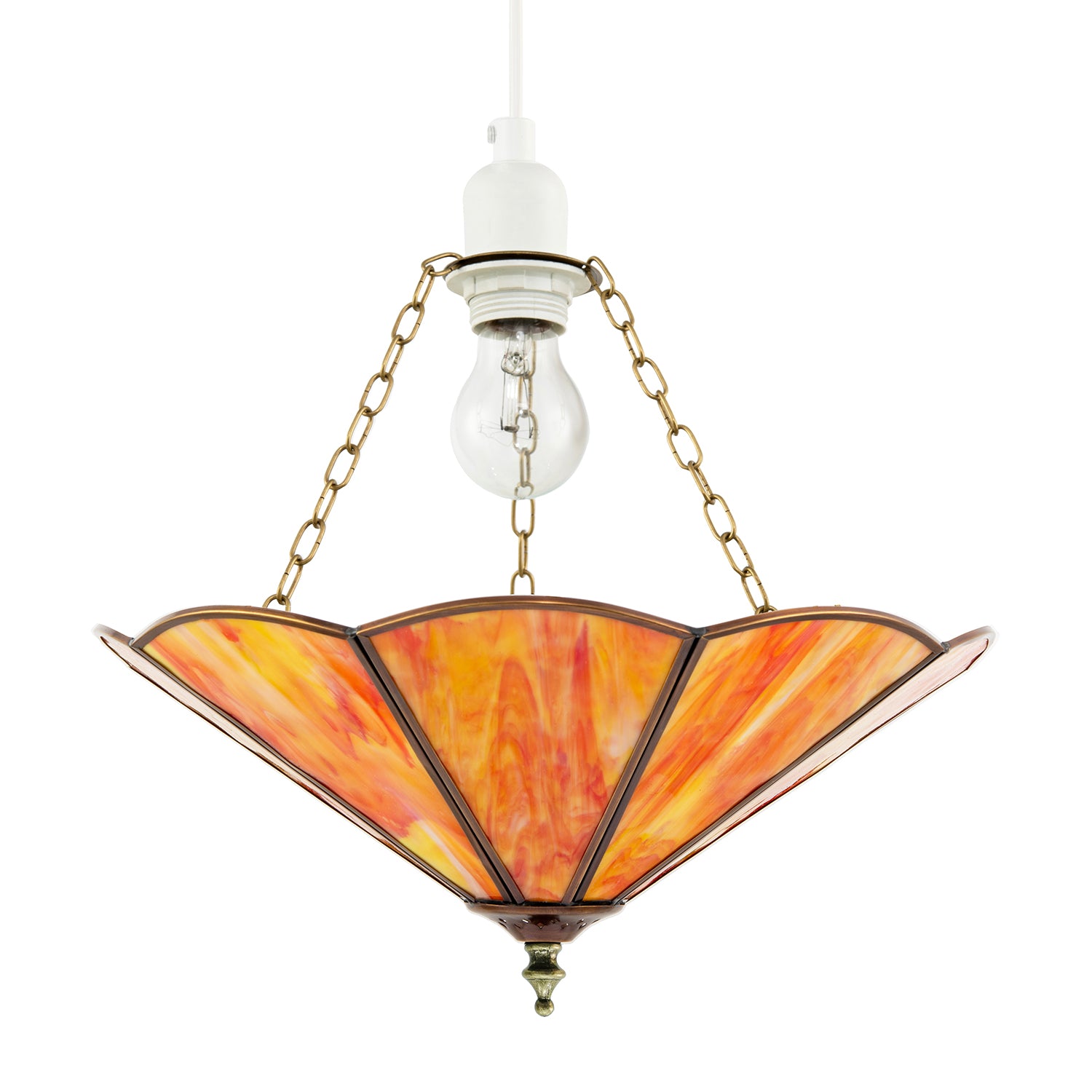 Orange Amber Chic Tiffany Glass Easy Fit Pendant Shade with Chains Image 1