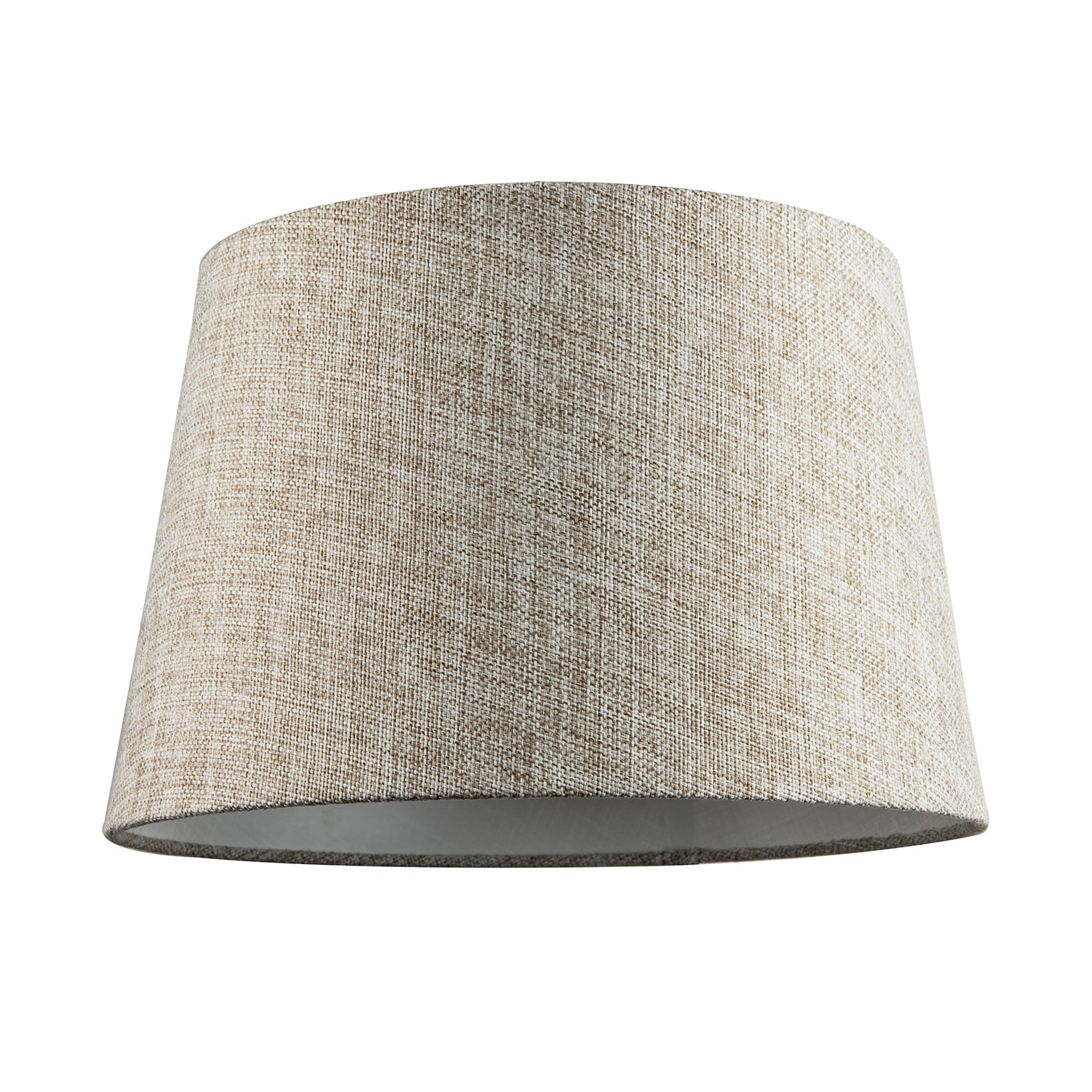 Traditional Natural Textured Linen Drum Lamp Shade in Taupe Brown Image 1