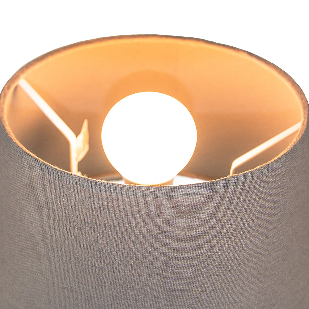 Traditional 12 Inch Grey Linen Fabric Drum Table/Pendant Lampshade 60w Maximum Image 3
