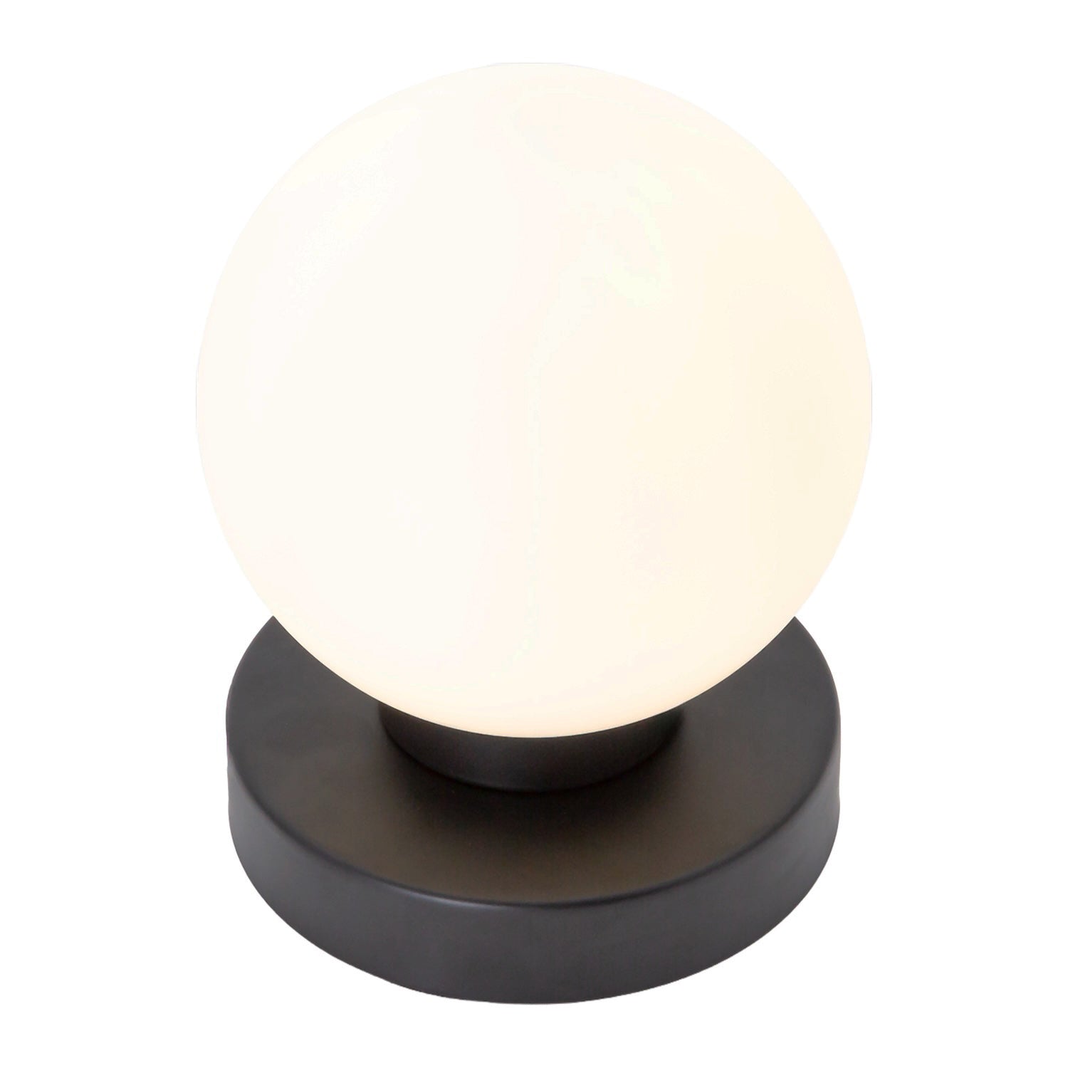Contemporary Opal Glass Globe Table Lamp with Matte Black Round Base Image 2