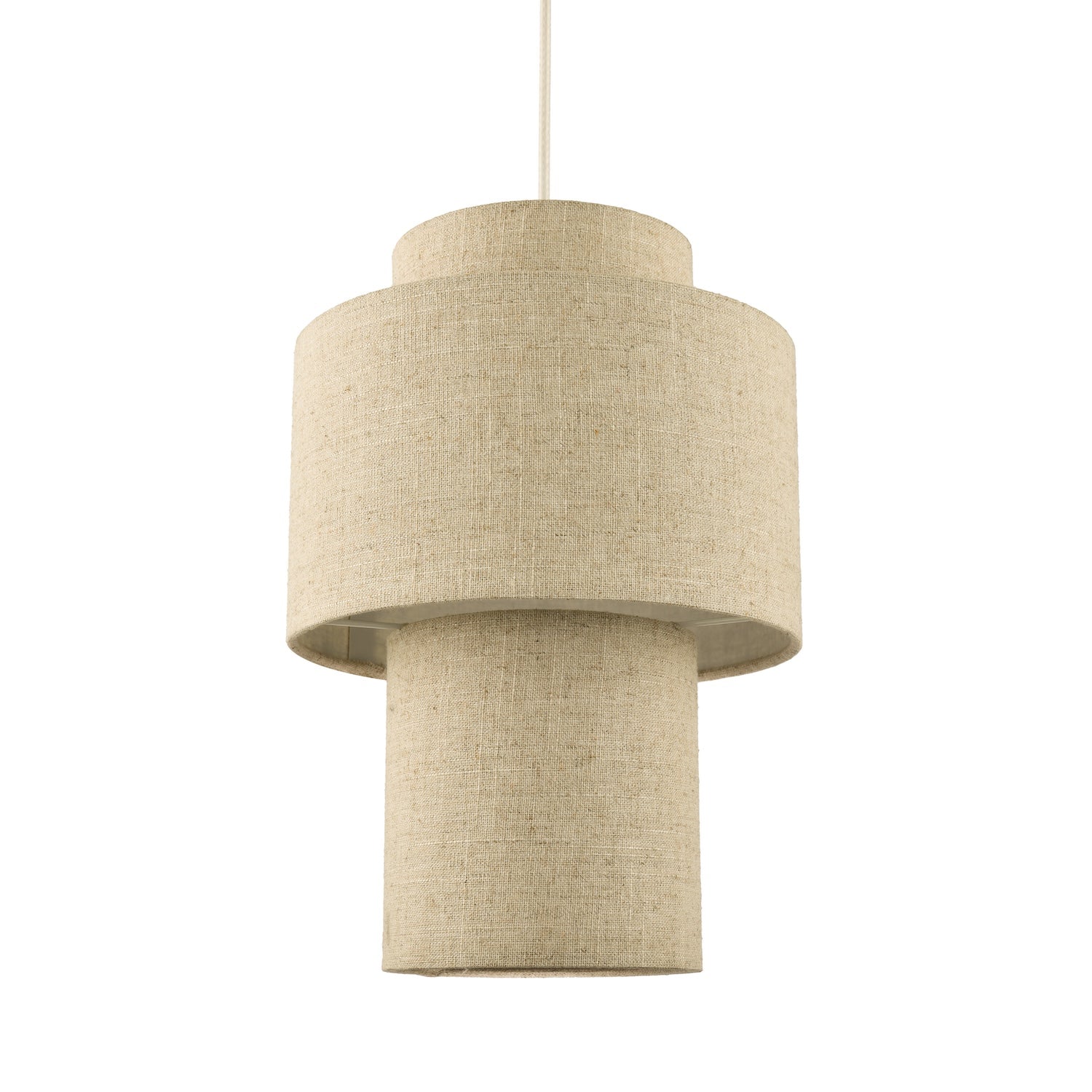 Designer Natural Oatmeal Beige Linen Triple Level Pendant Light Shade