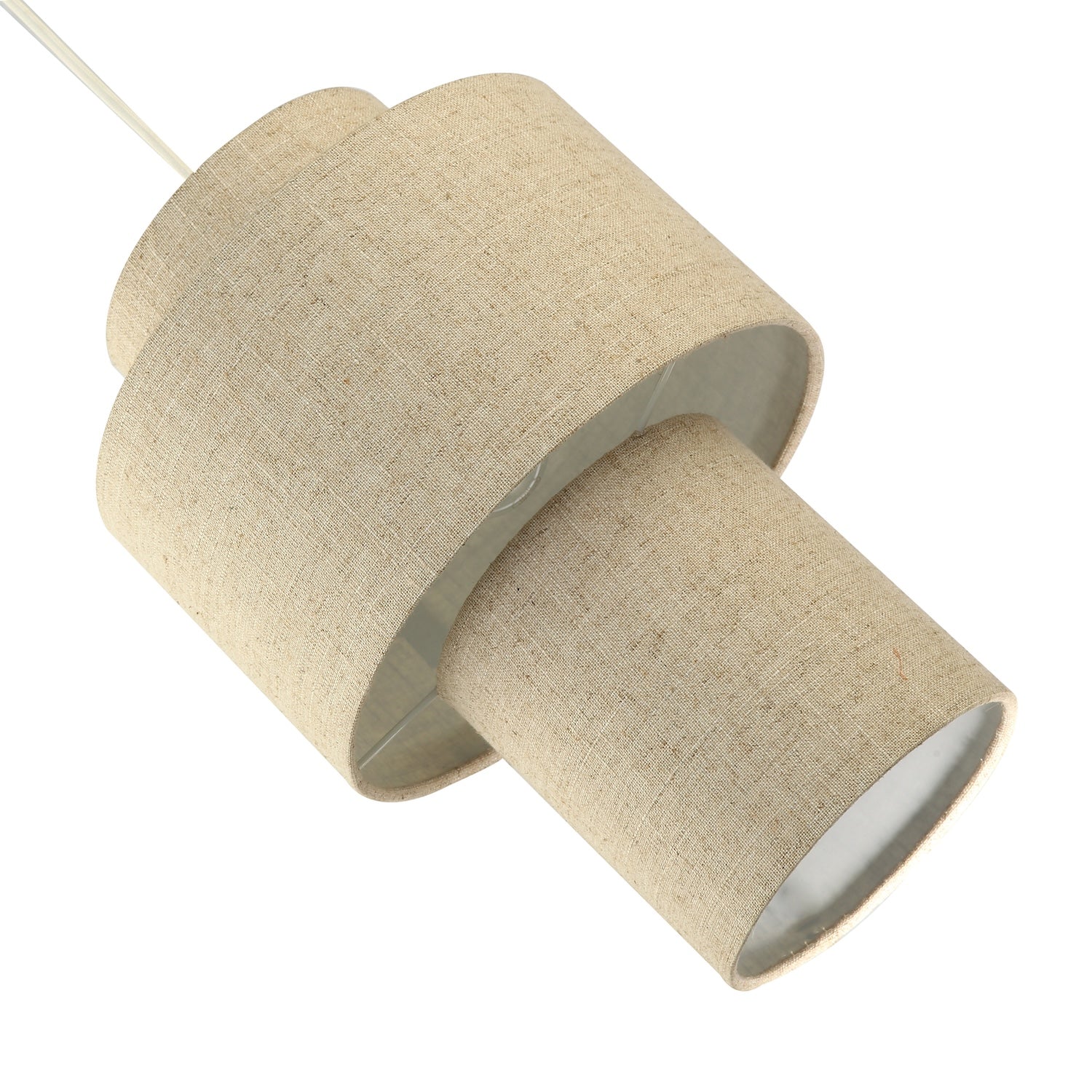 Designer Natural Oatmeal Beige Linen Triple Level Pendant Light Shade