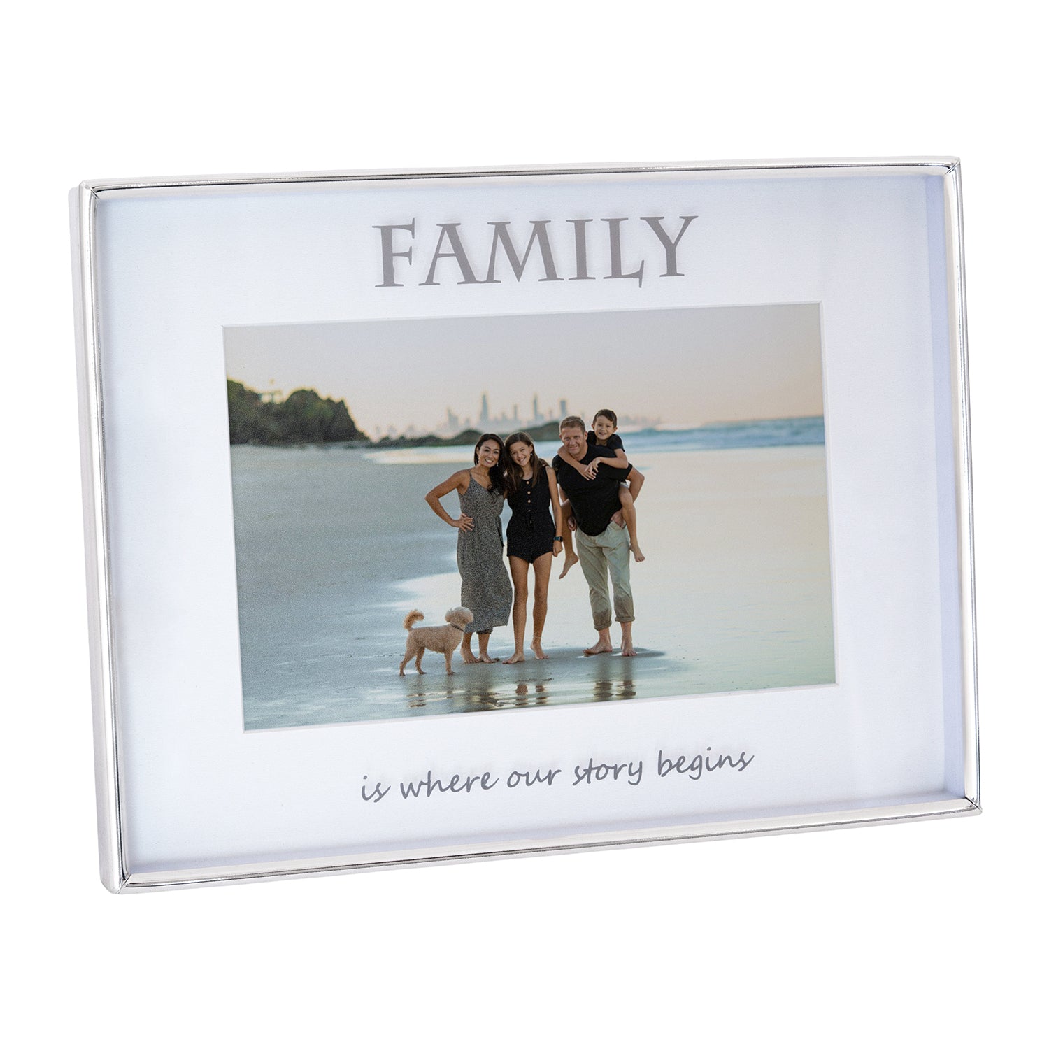 Contemporary Silver Plated Metal Family 4x6 Picture Frame for Wall or Table Image 2
