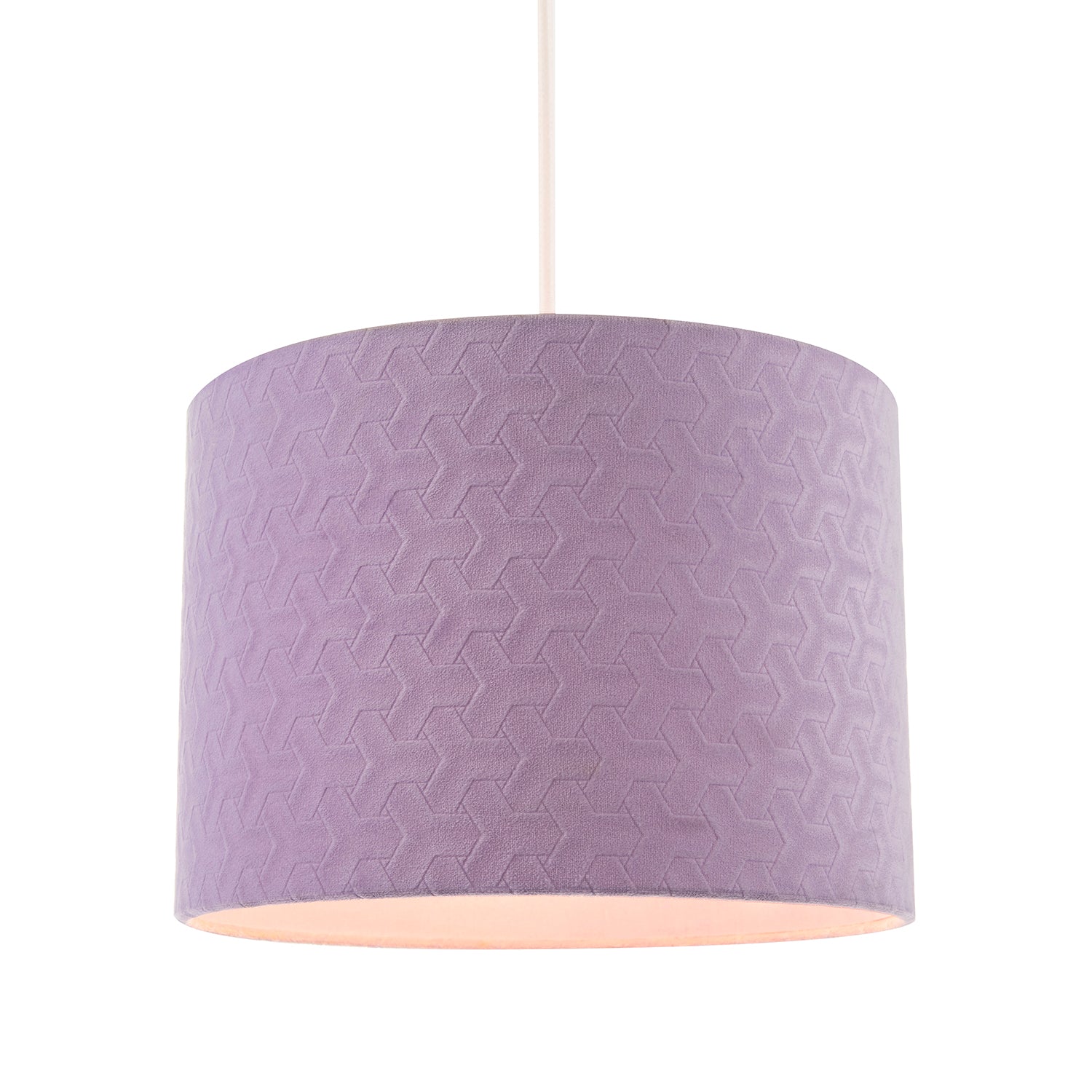Modern Lilac Velvet Fabric Drum Lampshade with Inner Cotton Lining Image 2