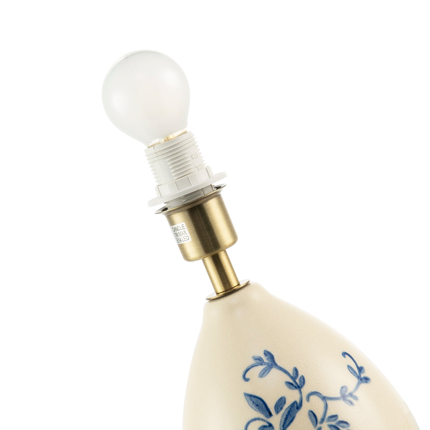 Hand Painted Blue Floral Themed Ceramic Table Lamp Base with Switch Image 5