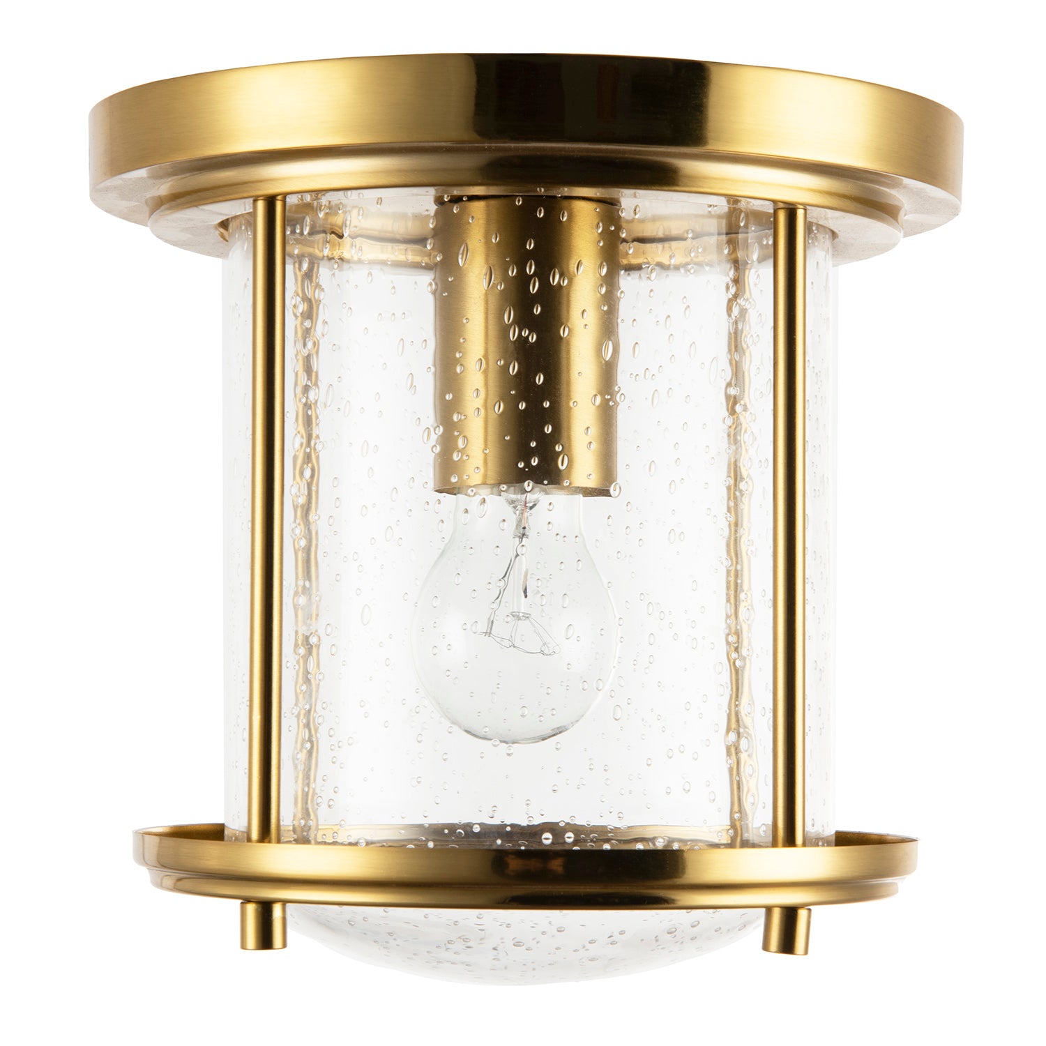 Vintage Industrial Ceiling Light in Satin Gold with Clear Bubble Glass Image 5
