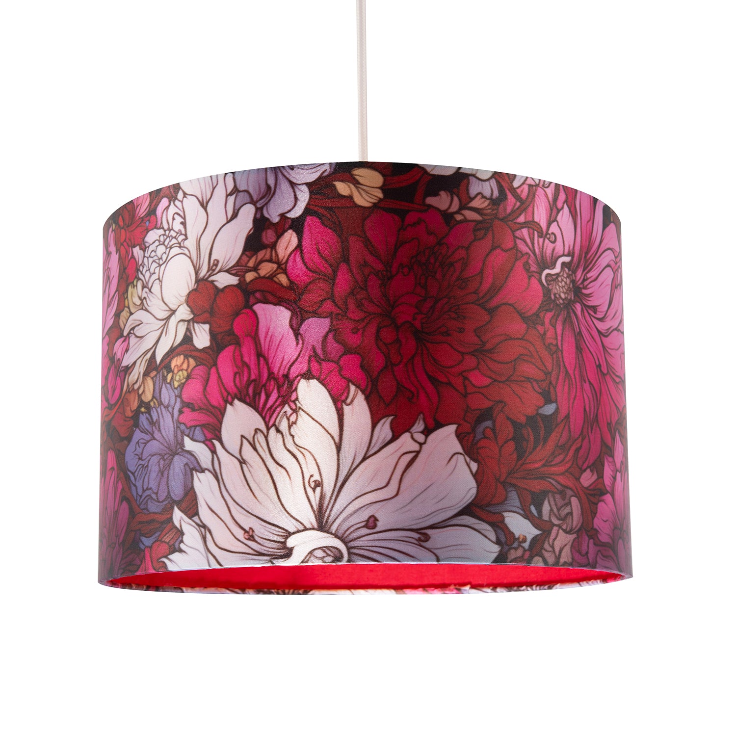 Classic Red Lilac and Pink Chrysanthemum Japanese Style Lamp Shade Image 2
