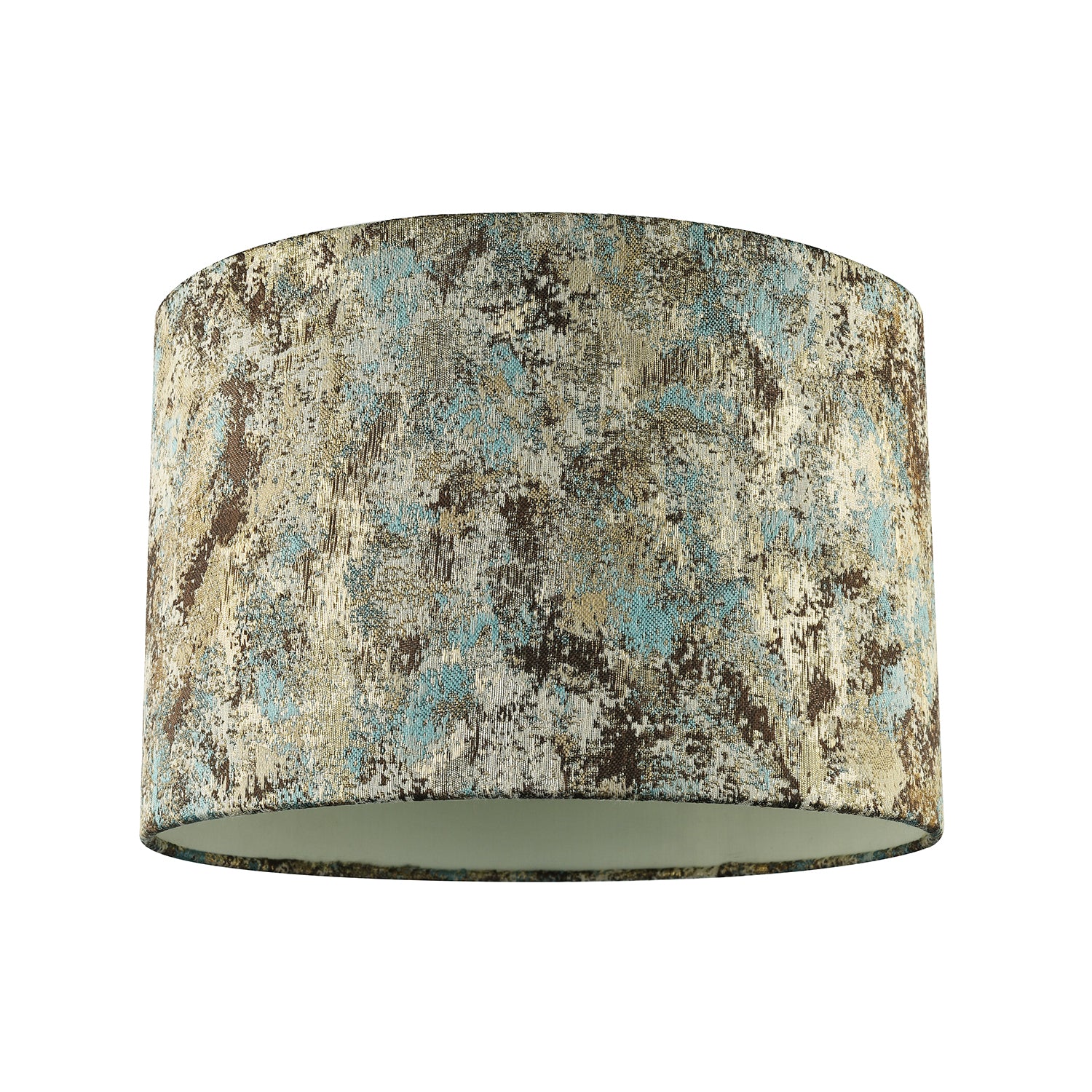 Graphic Designer Round Drum Lamp Shade in Teal Cream and Taupe Colours Image 1
