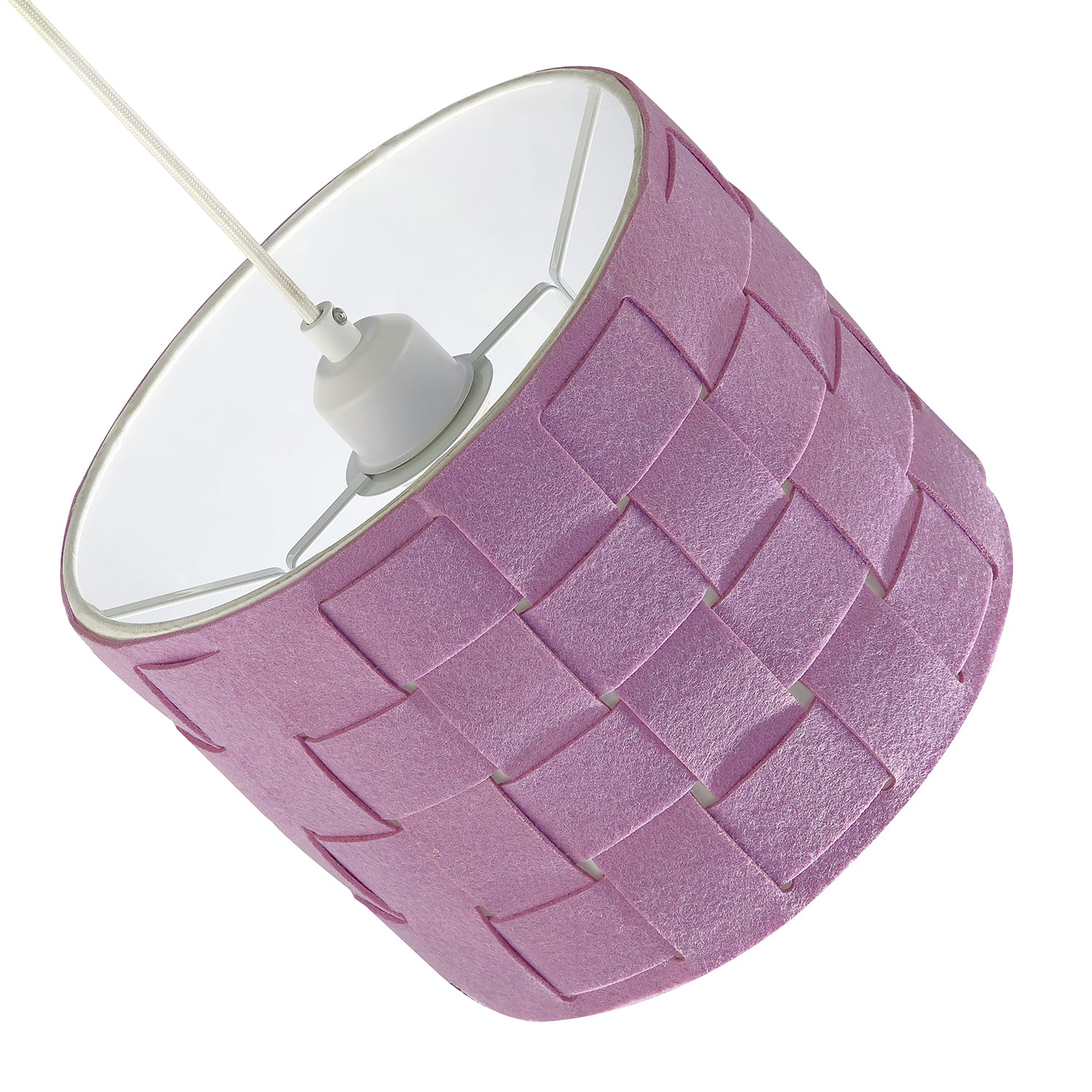 Modern Designer Woven Cross Hatch Felt Drum 10 Inch Lamp Shade in Soft Lilac Image 4