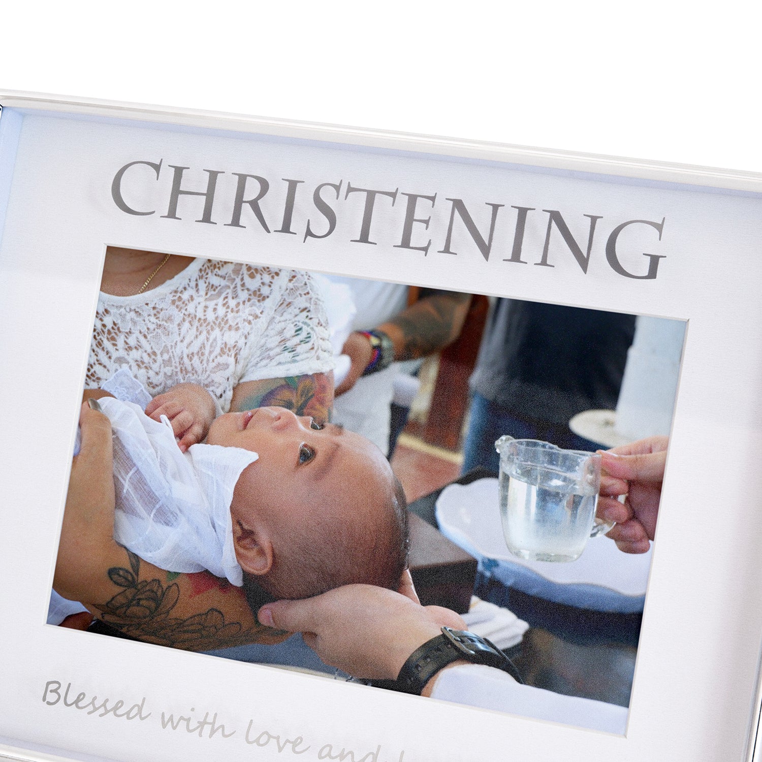 Contemporary Silver Plated Christening 4x6 Picture Frame for Wall or Table Image 4