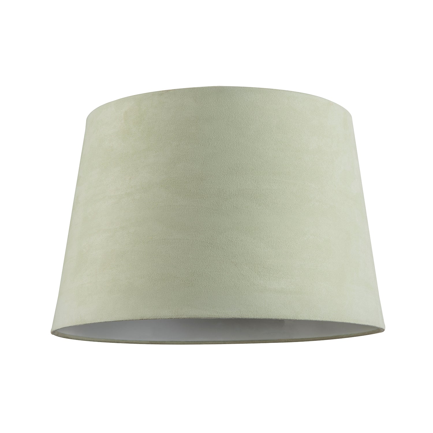Olive Green Velvet 12 Inch Drum Lamp Shade with White Cotton Inner Image 1