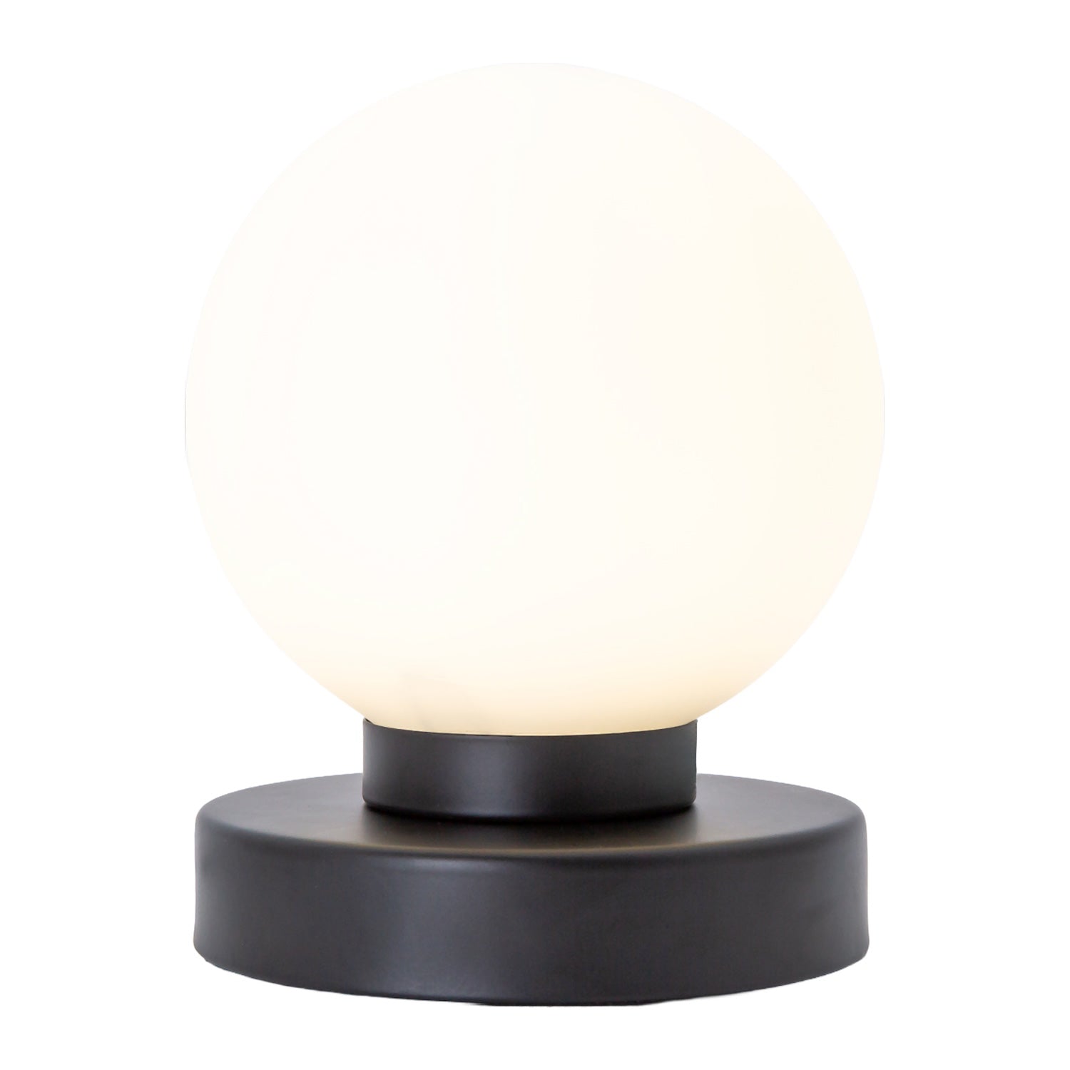 Contemporary Opal Glass Globe Table Lamp with Matte Black Round Base Image 1