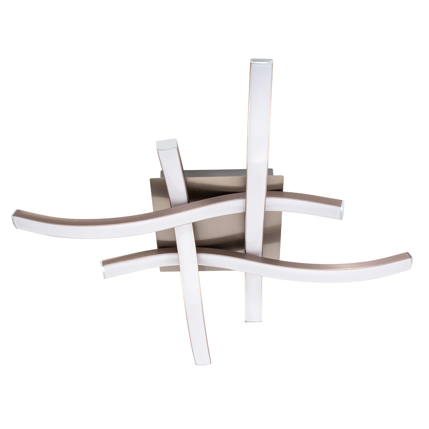 Modern LED Ceiling Lighting Fitting in Brushed Nickel with 4 Strips Image 1