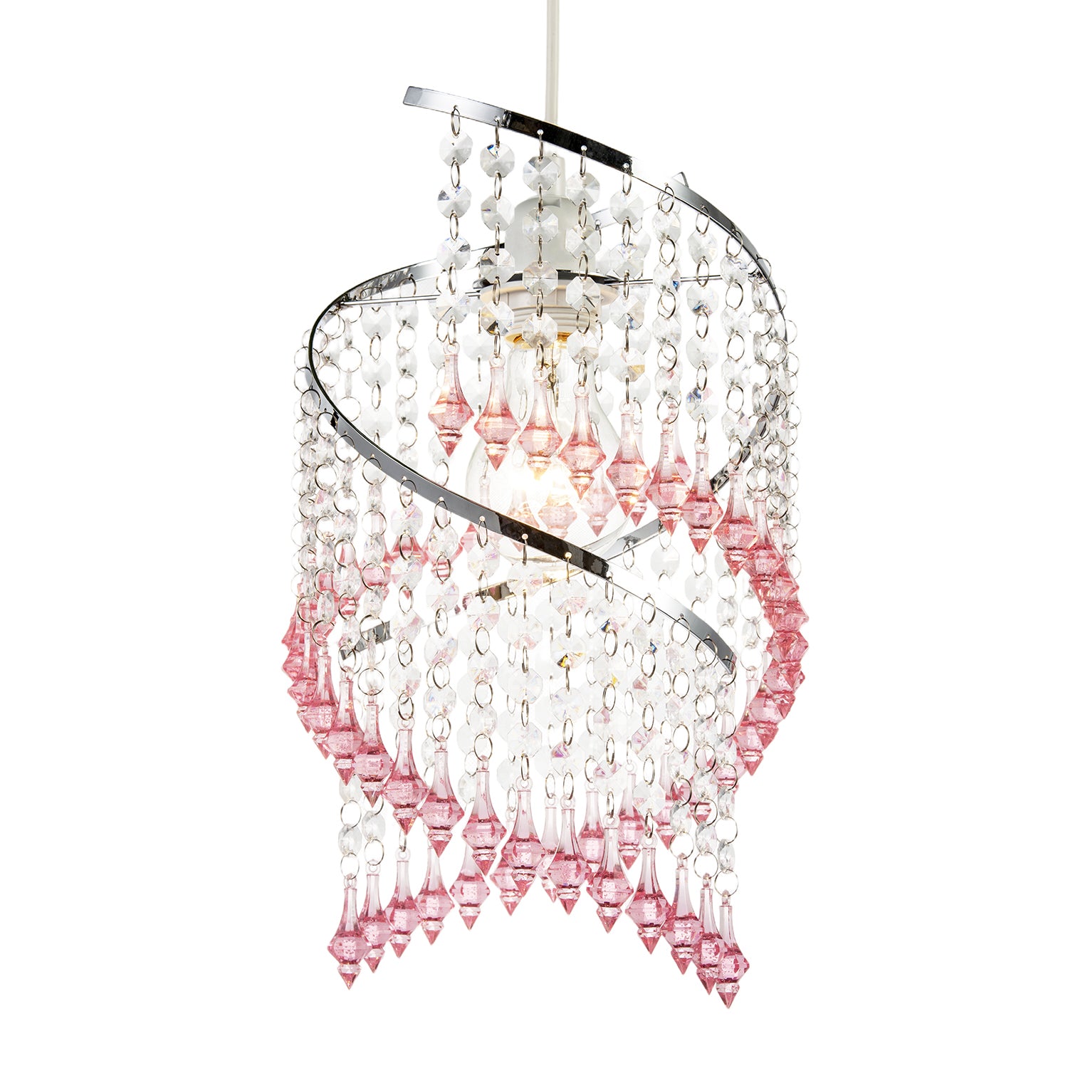 Modern Spiral Waterfall Pendant Shade with Pink and Clear Acrylic Image 2
