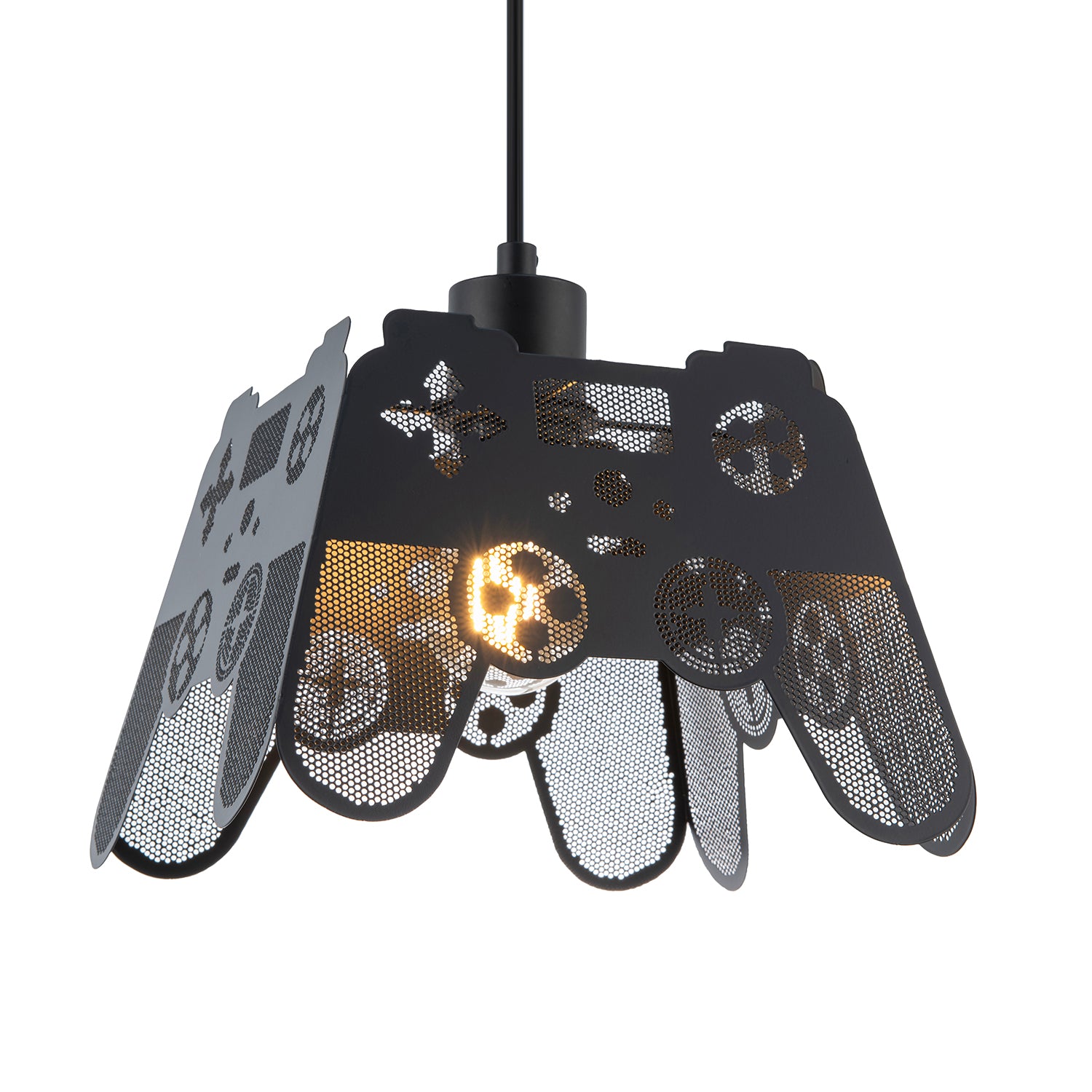 Modern Matte Black Game Controller Pendant Shade with Laser Cut Holes Image 2
