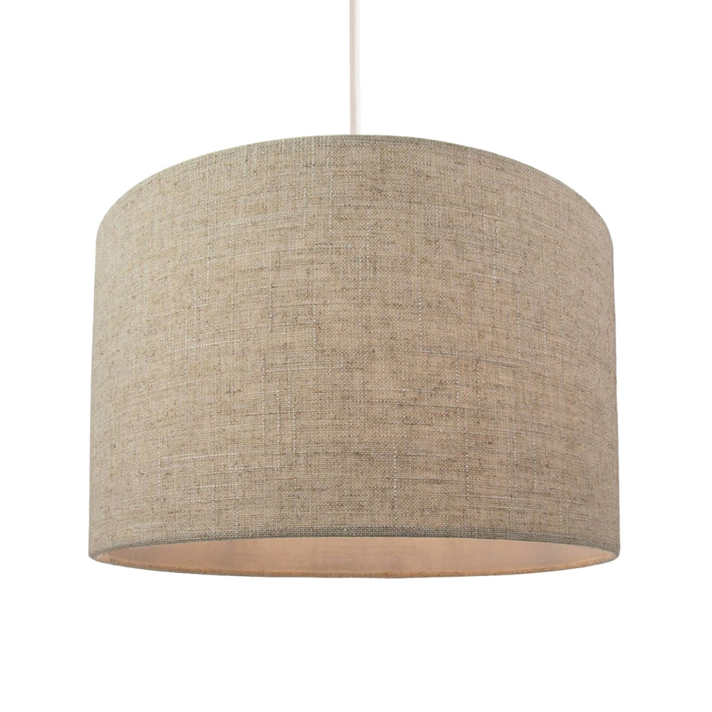 Contemporary and Stylish Natural Linen 12" Lamp Shade in Oatmeal - 30cm Diameter Image 2