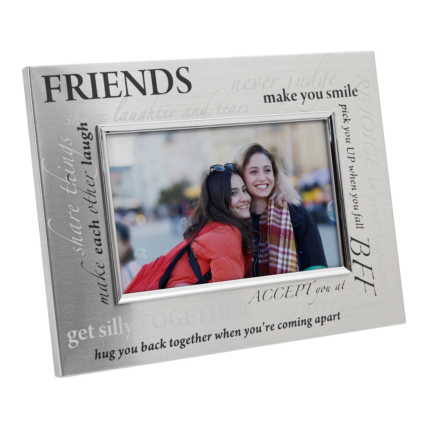 Modern Collage Friends Themed Picture Frame in Brushed Silver Finish Image 2
