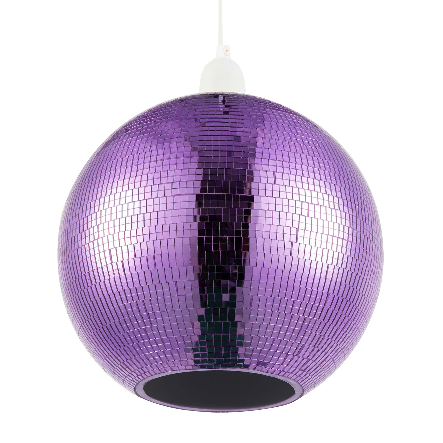 Shiny Disco Mosaic Ball in Vibrant Purple Mirrored Tiled Retro Style Image 1