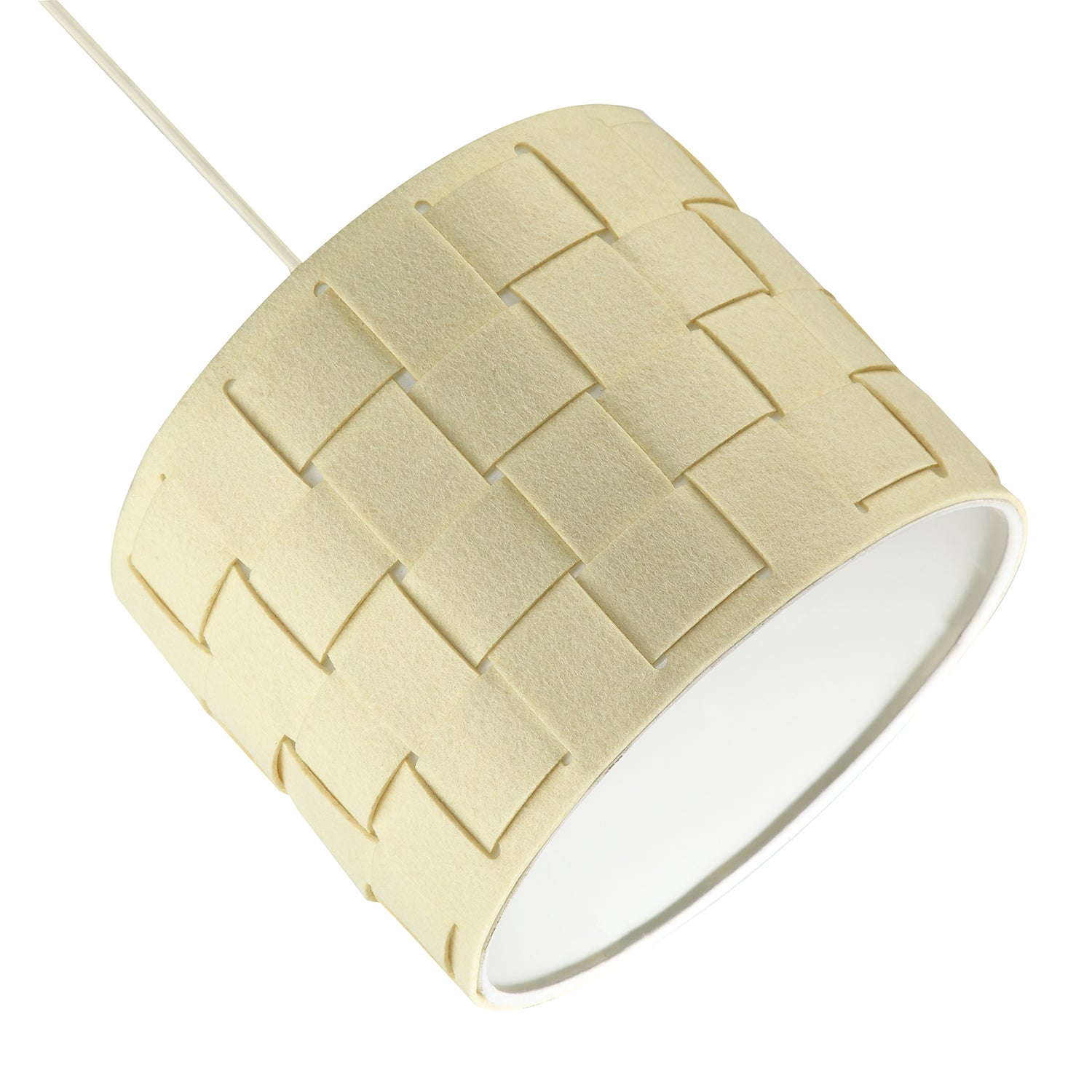 Modern Designer Woven Cross Hatch Felt Drum 10 Inch Lamp Shade in Soft Cream Image 5