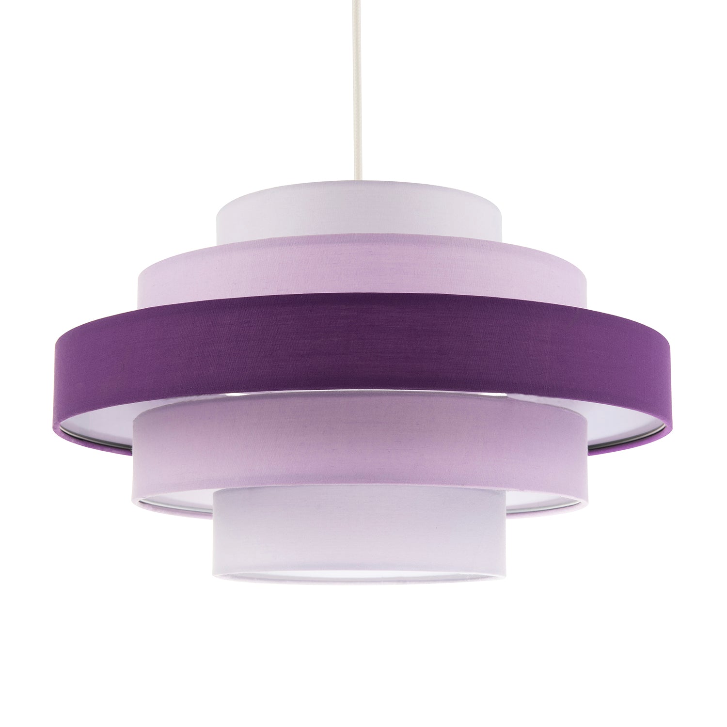 Five Tier Pendant Shade with Various Purple and Lilac Cotton Rings Image 1