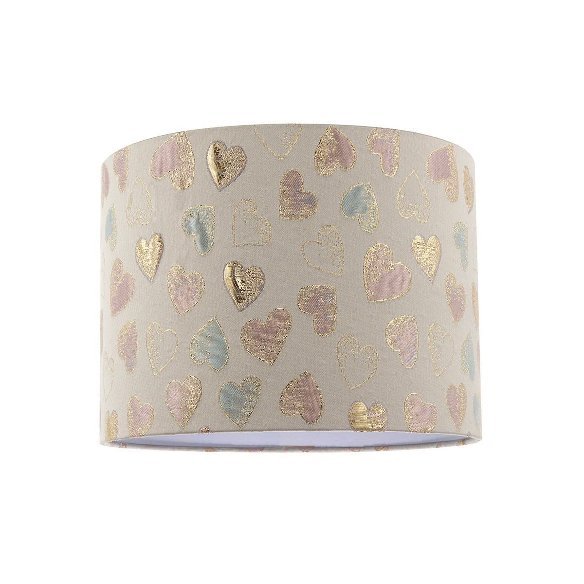 Feminine Pink Duck Egg and Shiny Gold Hearts Circular Lamp Shade Image 1