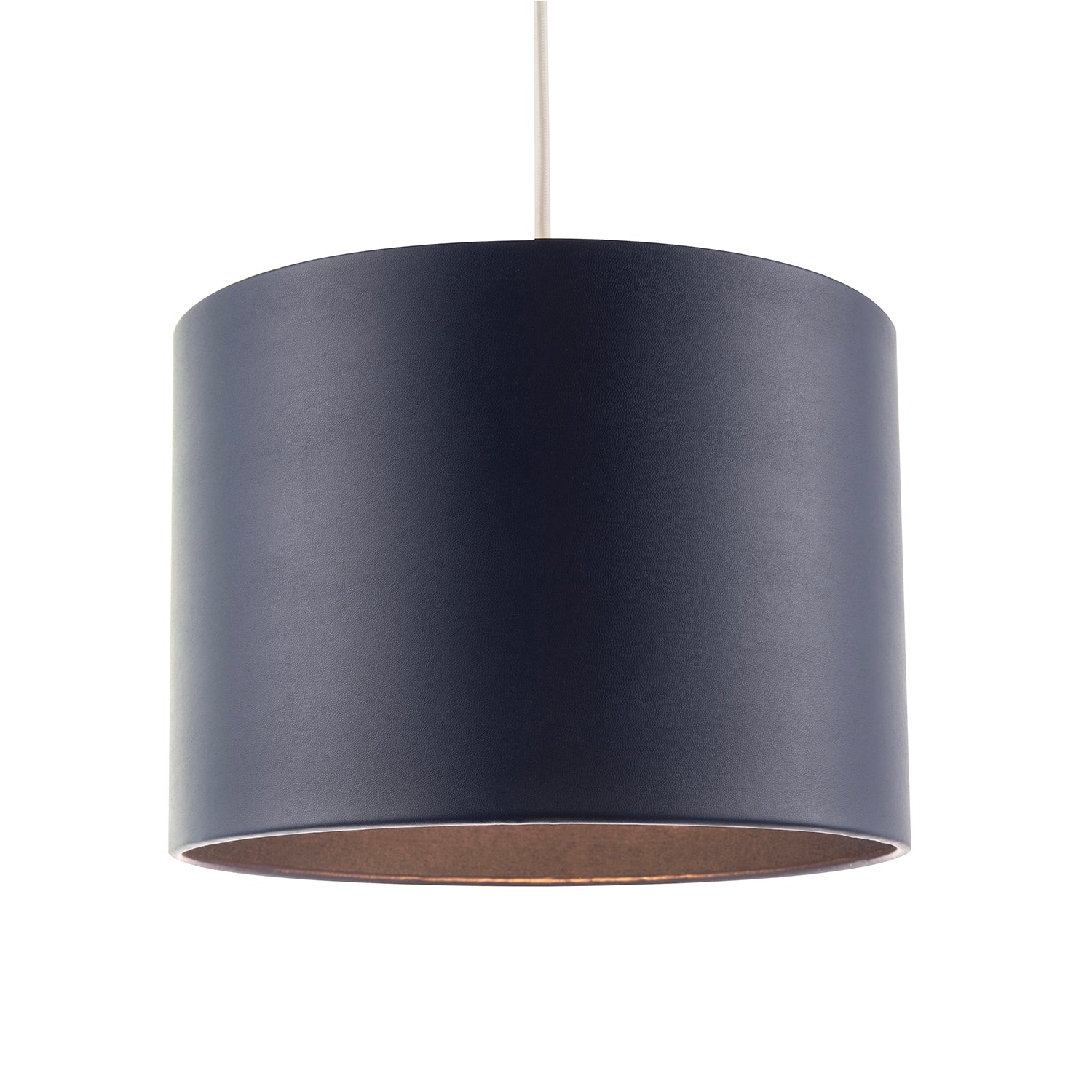 Classic Navy Blue Faux Leather Lamp Shade with Inner Cotton Lining Image 2