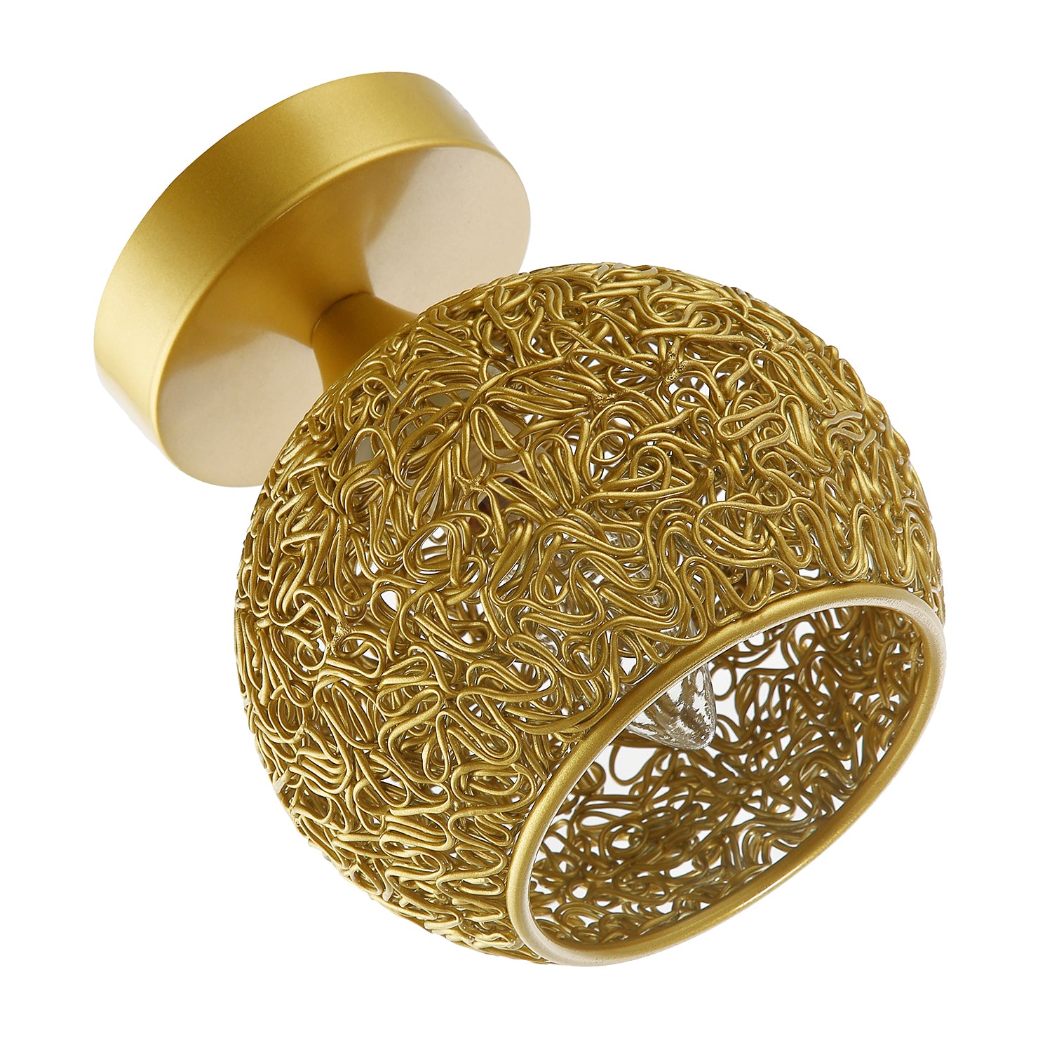 Modern Satin Gold Ceiling Light Fitting with Twisting Metal Shade Image 2