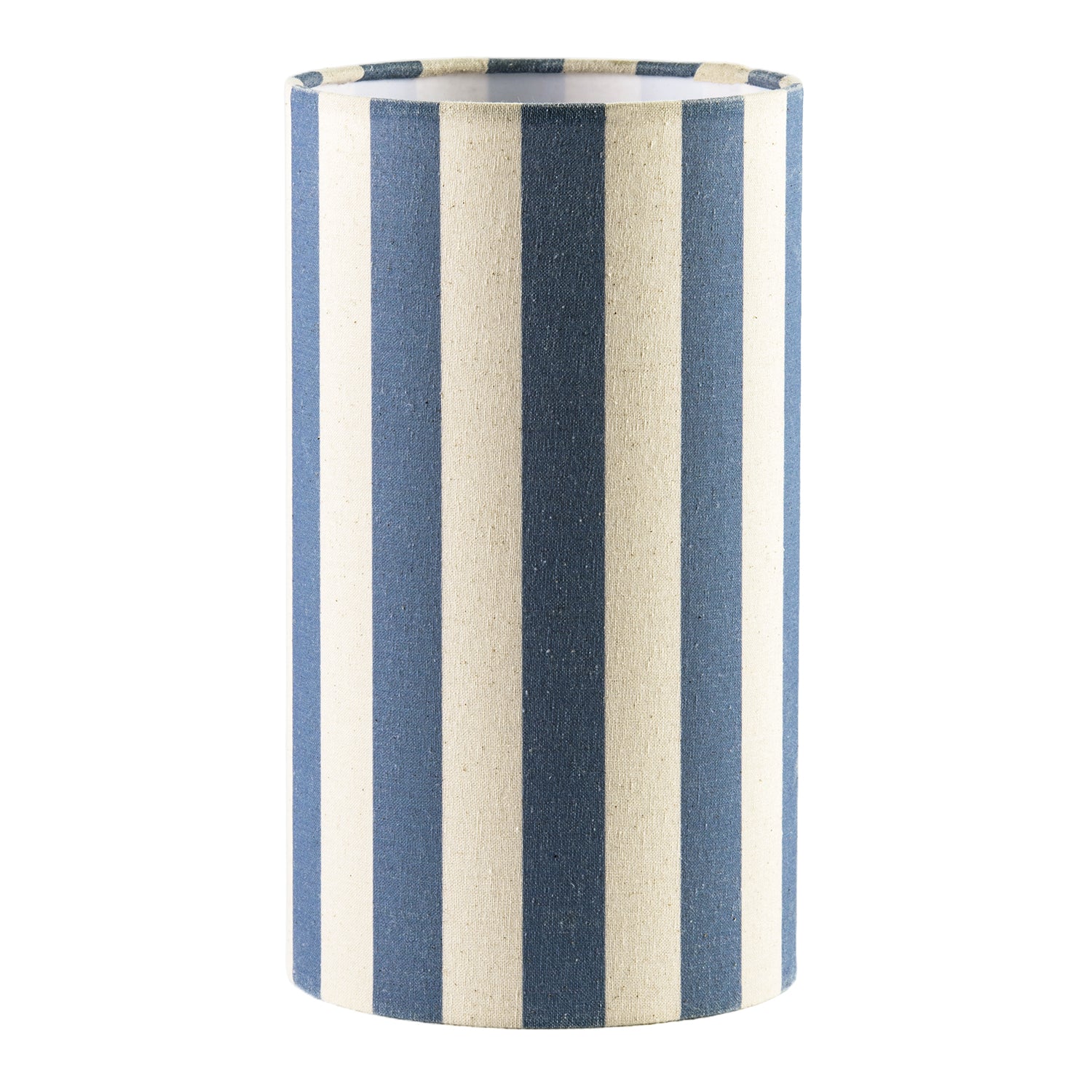 Amparo Blue and Oatmeal Striped Linen Table Lamp with Fabric Base Image 3