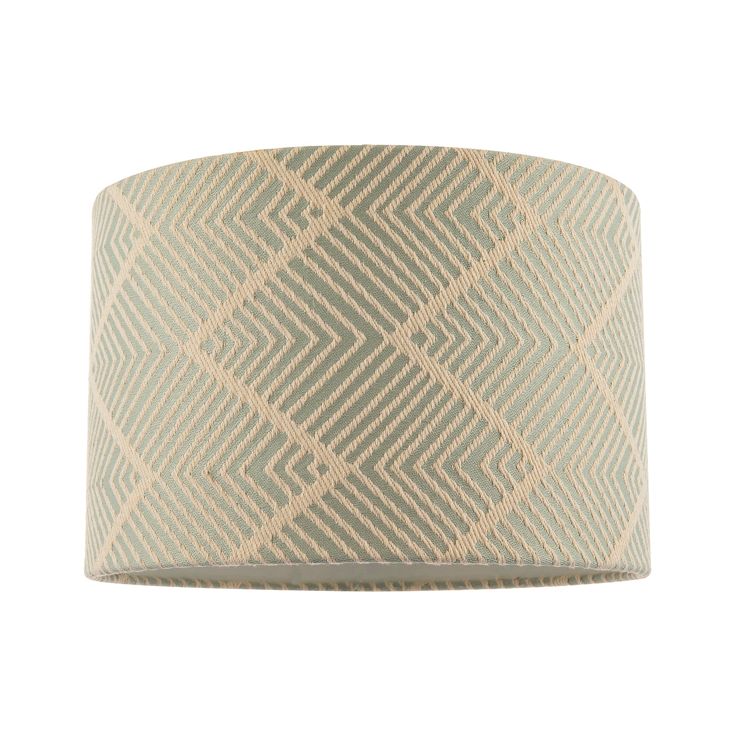 Duck Egg and Cream Geometric Designer Lamp Shade in Textured Jacquard Image 1