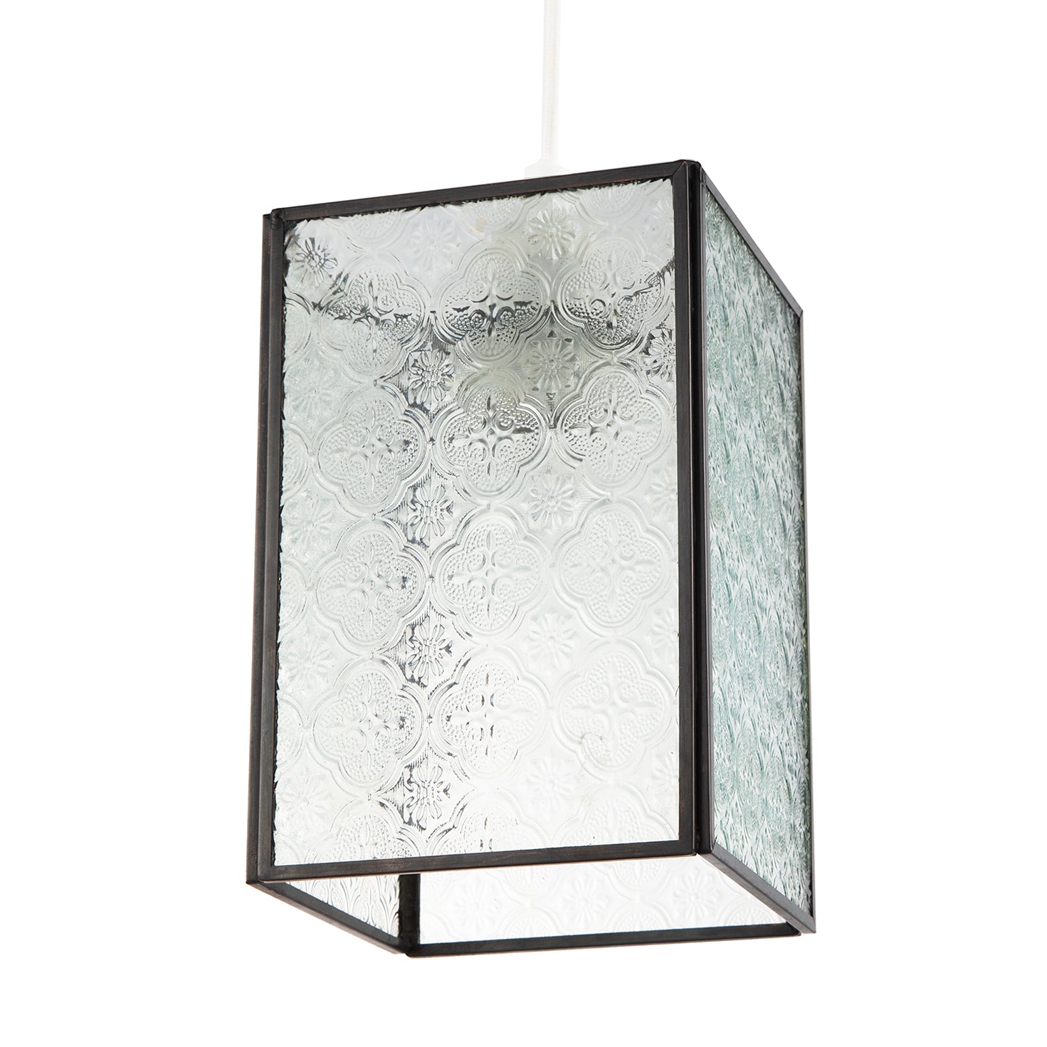 Vintage Traditional Bronze Pendant Shade with Clear Moroccan Glass Image 1