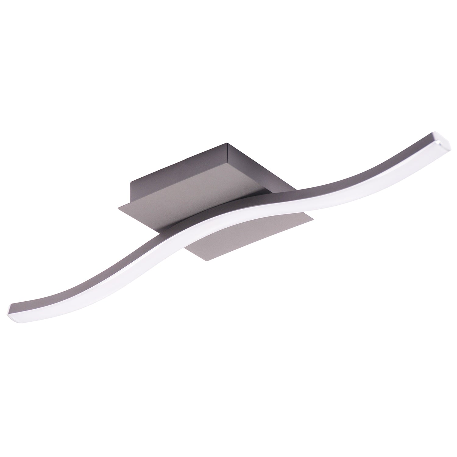 Contemporary Designer Single Wavy Strip LED Ceiling Light Fitting in Matte Grey Image 1