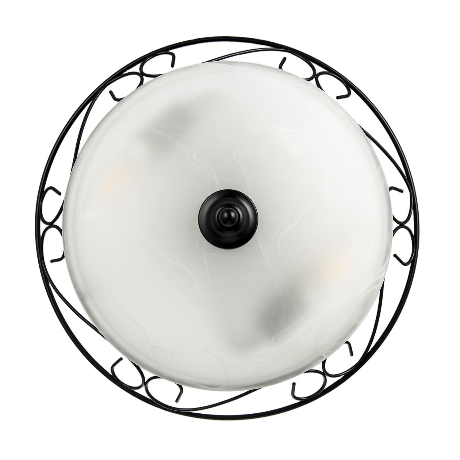 Traditional Matte Black Flush Ceiling Light with Alabaster Glass Image 3