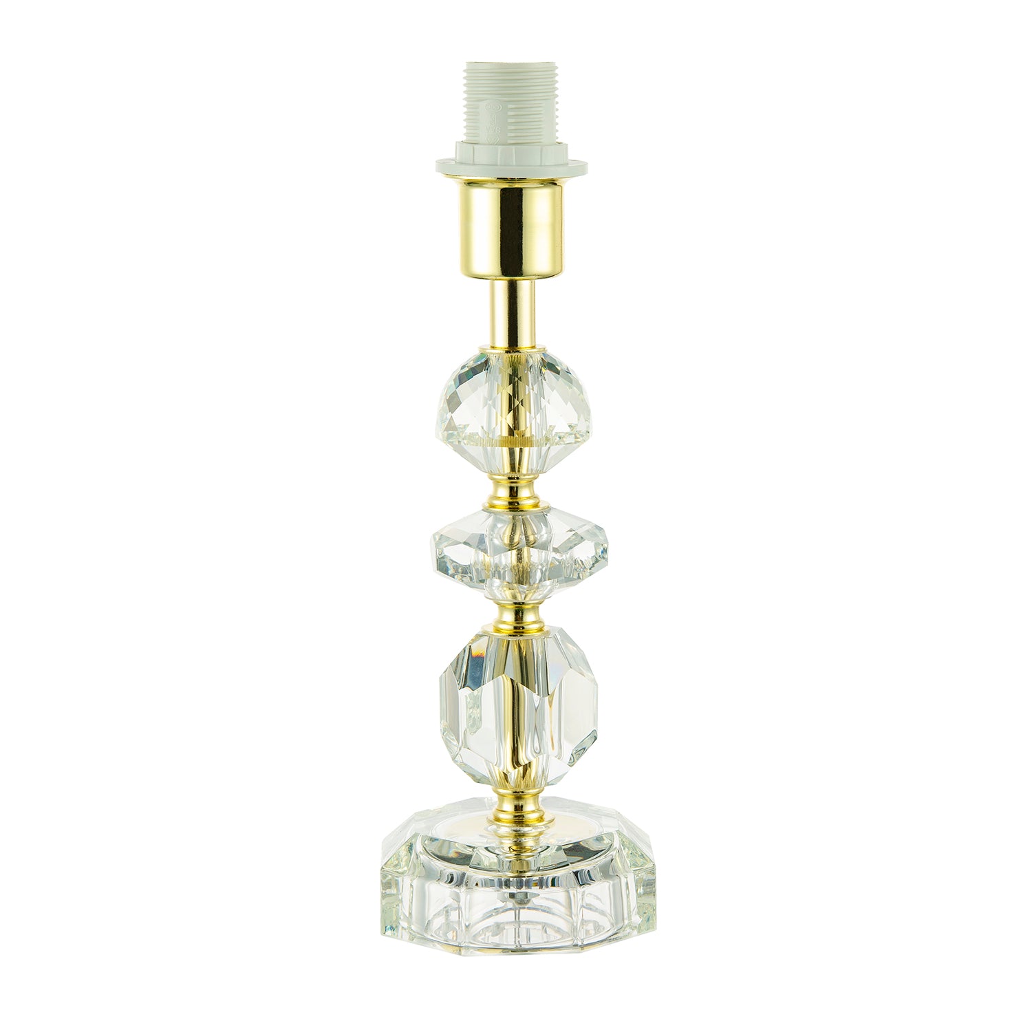 Modern Chic Clear K9 Crystal Glass Table Lamp with Gold Base with Faceted Moulds Image 1