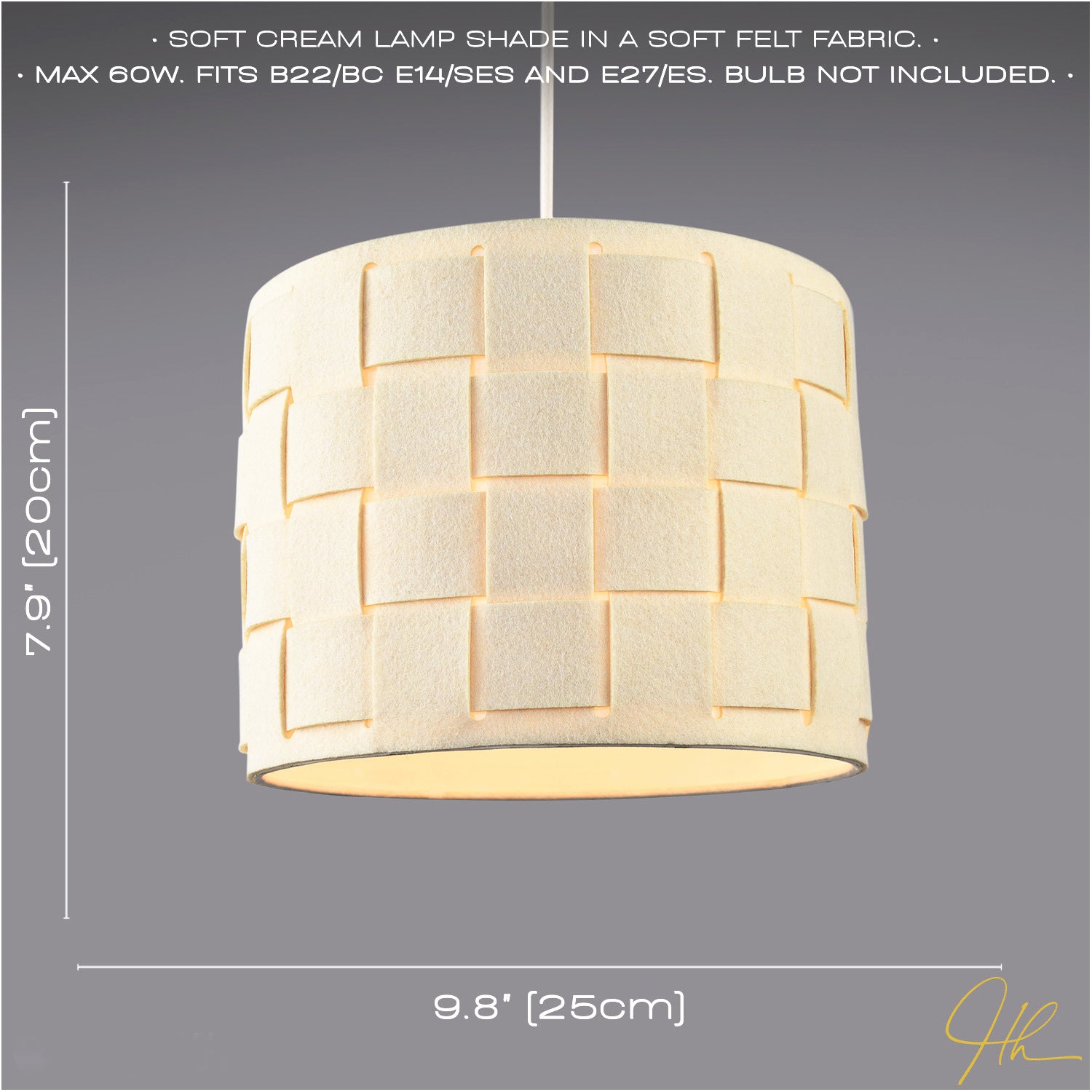 Modern Designer Woven Cross Hatch Felt Drum 10 Inch Lamp Shade in Soft Cream Image 6