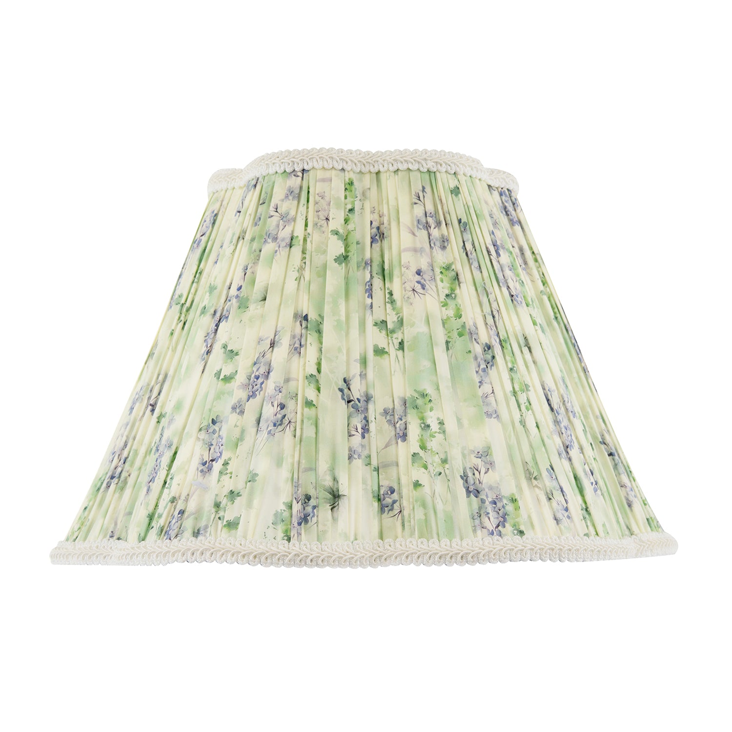 Green and Blue Floral Victorian Scallop Shade with Embroidered Trims Image 1