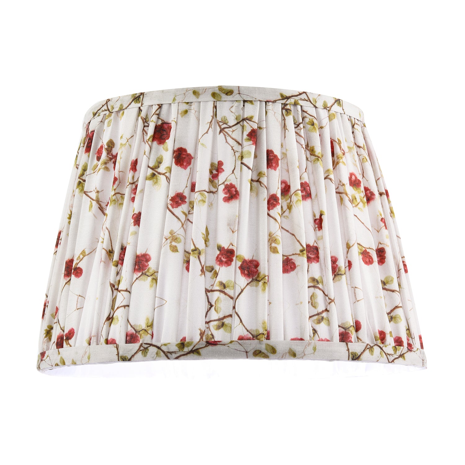 Traditional Red and Green Floral Cotton Fabric Pleated Lamp Shade Image 1