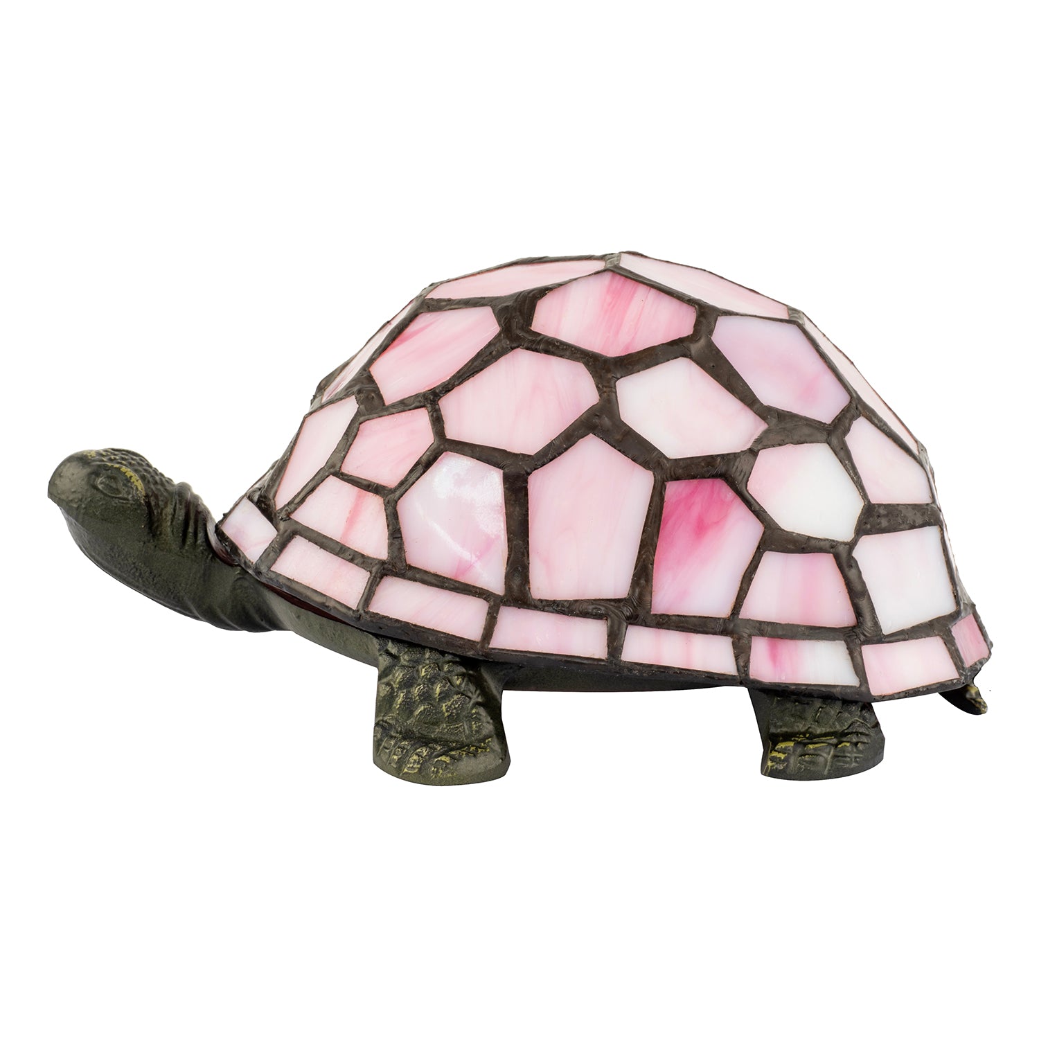 Classic and Quirky Soft Pink Stained Glass Tiffany Tortoise Table Lamp Image 1