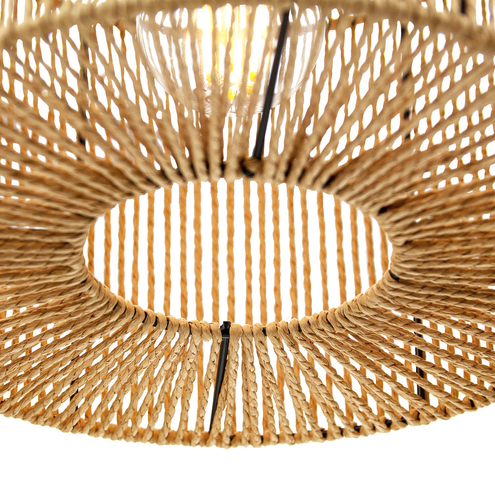 Traditional Vintage Thin Woven Rope Brown Non-Electrical Pendant Light Shade Image 4