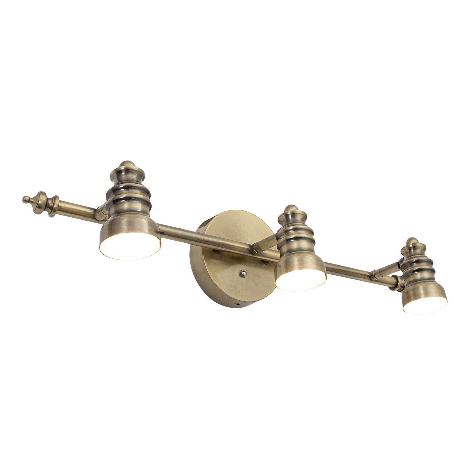 Antique Brass Wireless Rechargeable LED Touch Dimmer Triple Spot Wall Light Image 1