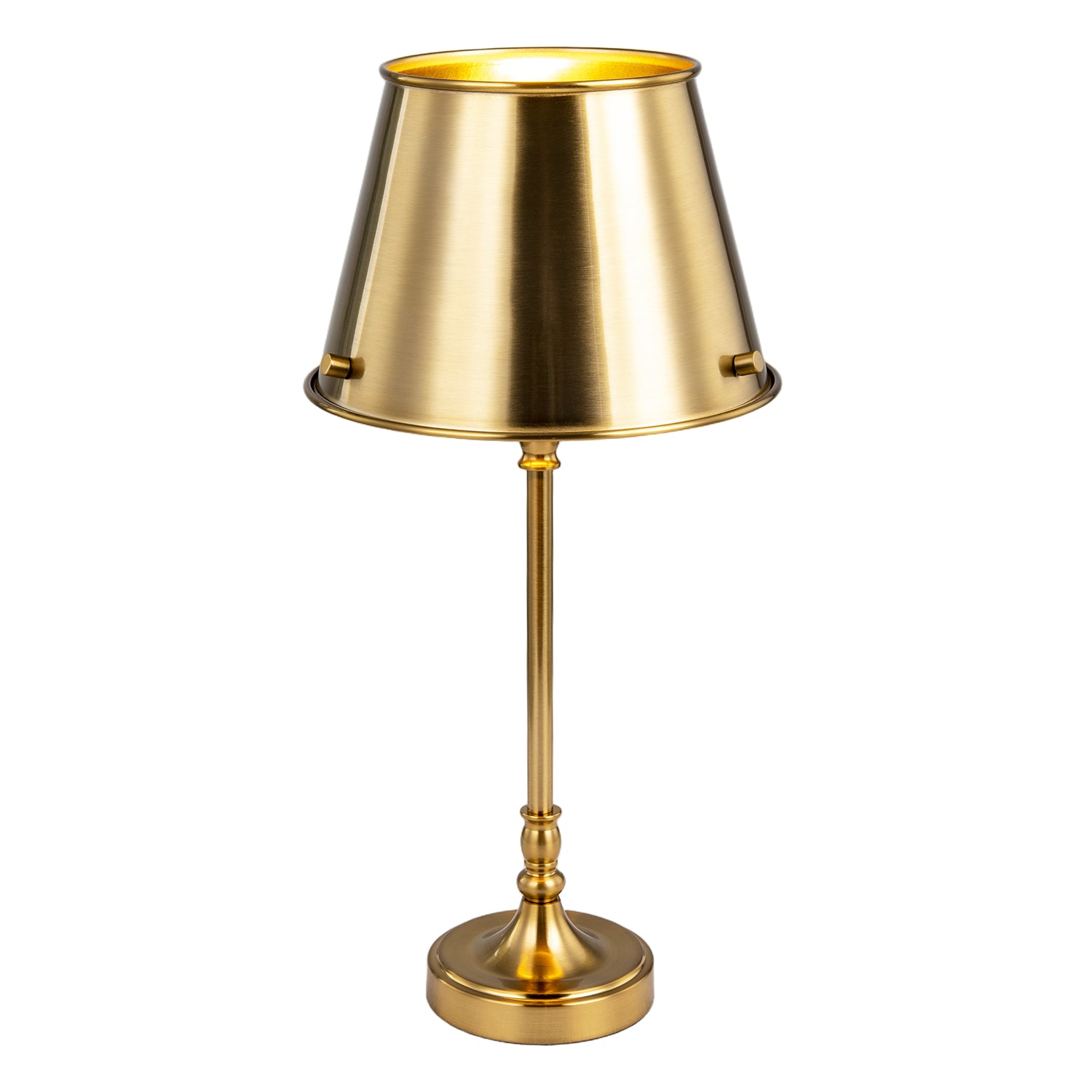 Traditional and Timeless Aged Brass Table Lamp with Unique Metal Shade Image 2