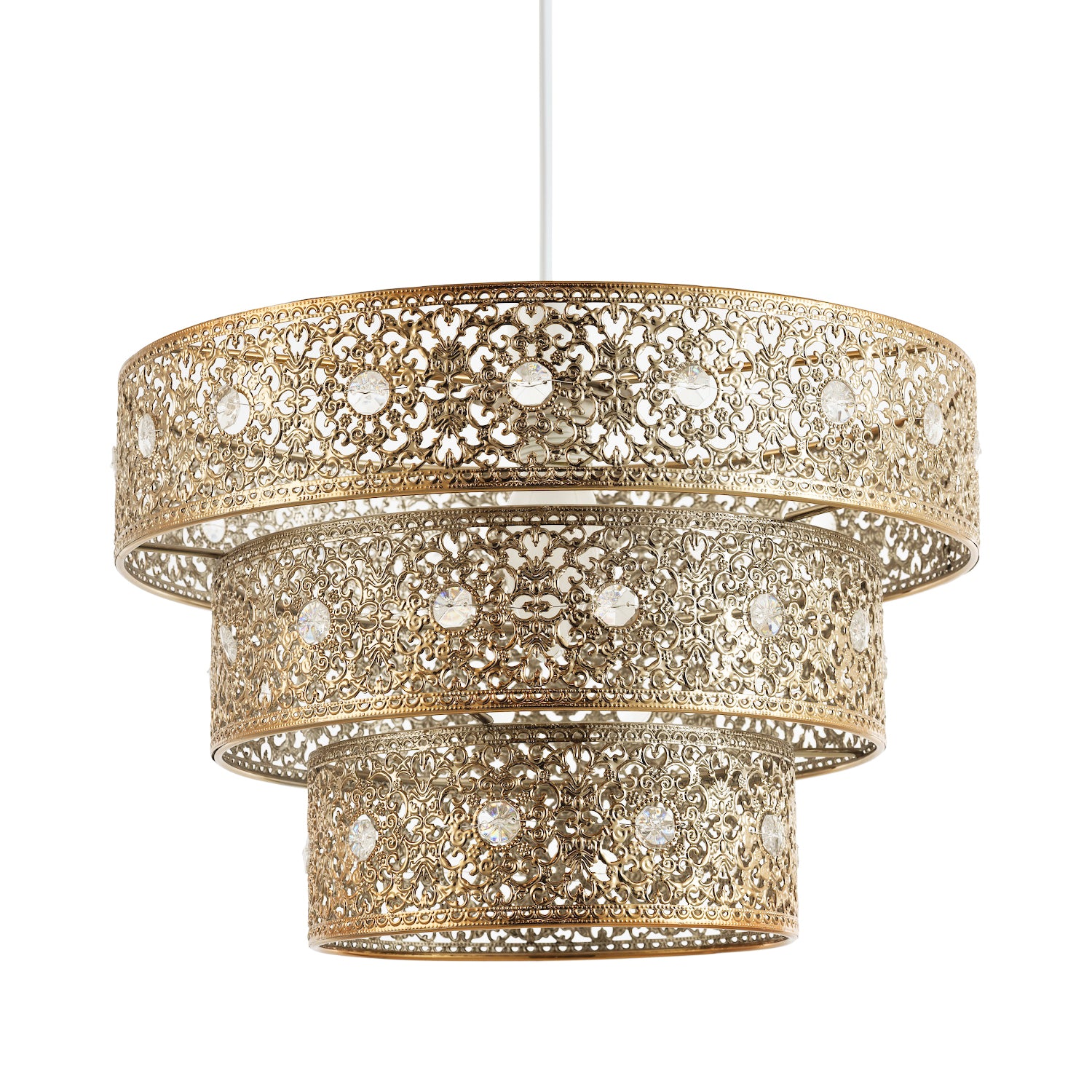 Polished Gold Acrylic Gem Moroccan Style Triple Tier Pendant Lighting Shade Image 2