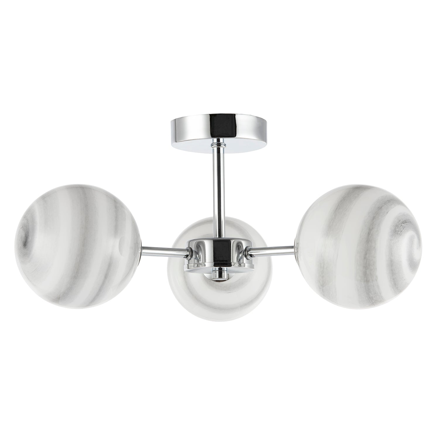 Designer Polished Chrome Ceiling Light with Grey Marble Glass Shades Image 1